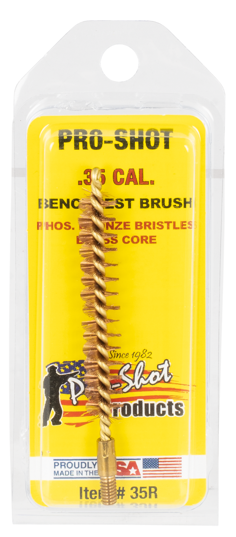 Pro-Shot 35R Bore Brush9mm/35 Cal Rifle #8-32 Thread Bronze Bristles Brass Core
