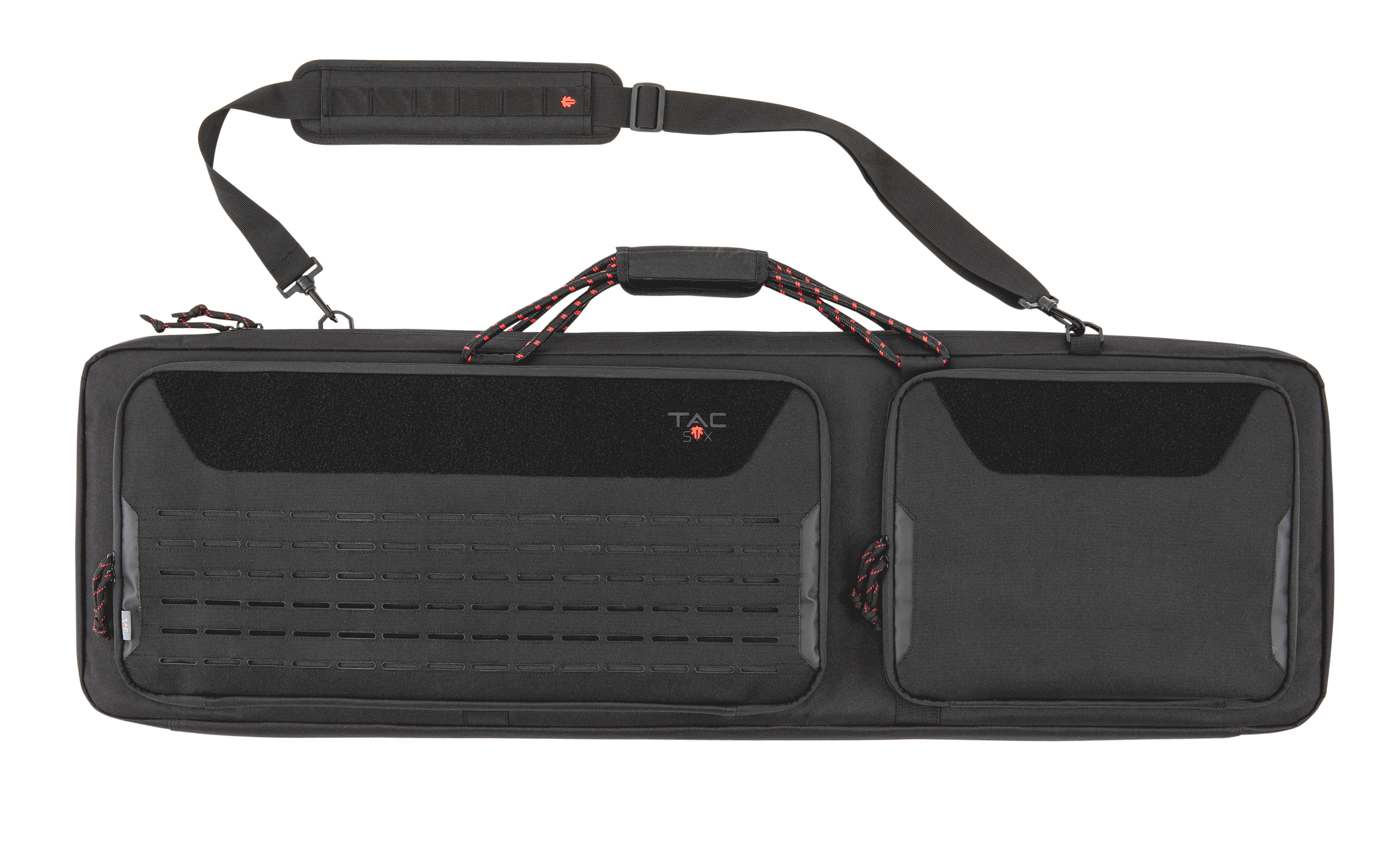 Tac Six 10830 Squad Tactical Case made of Coyote 600D Polyester with Lockable Zippers, MOLLE System, Elastic Loops, Storage Pockets, Rope Handles, & Detachable Shoulder Strap 32" x 13" W x 4.50" H Interior Dimensions