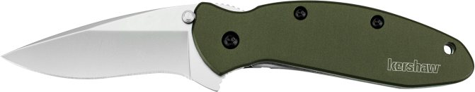 Kershaw 1620OL Scallion2.40" Folding Drop Point Plain Bead Blasted 420HC SS Blade Olive Drab Anodized Aluminum Handle Includes Pocket Clip