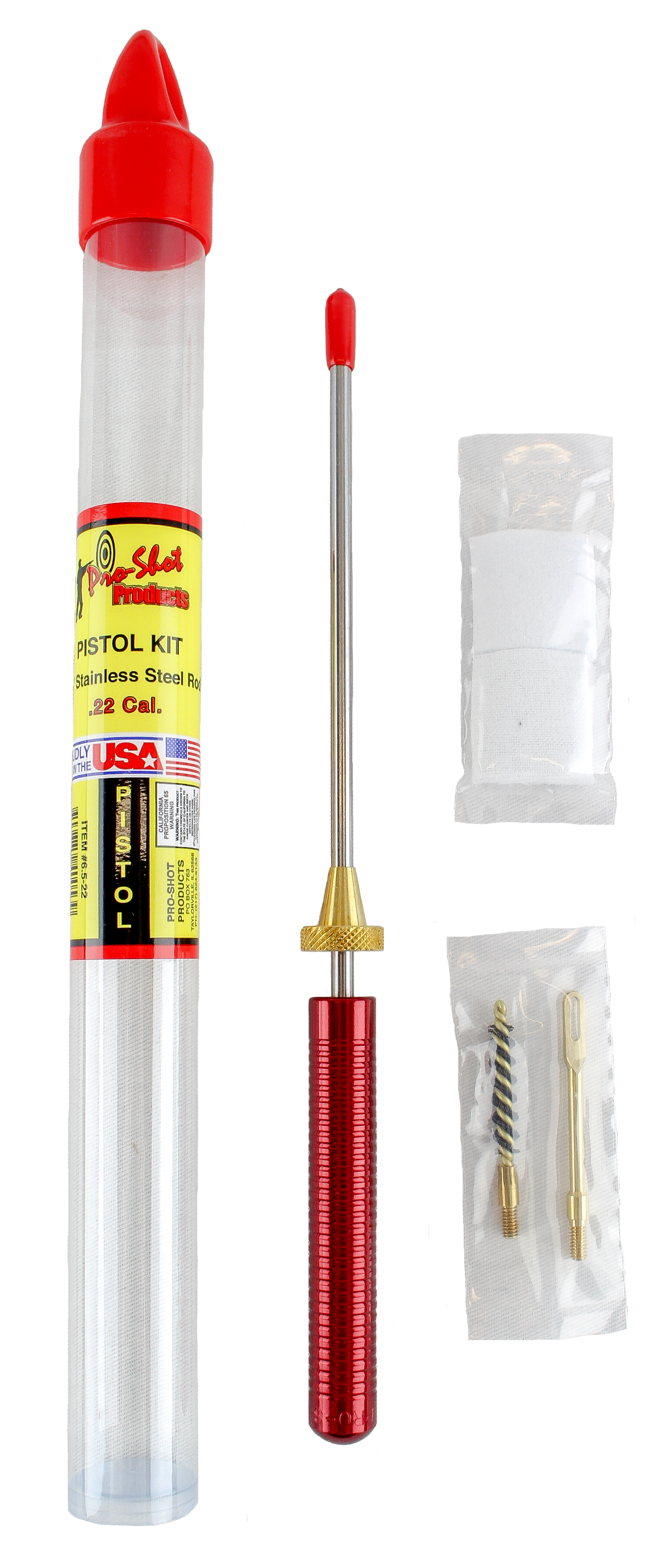 Pro-Shot Pistol Cleaning Kit 22 Caliber 6-1/2" Stainless 8 x 32 Thread