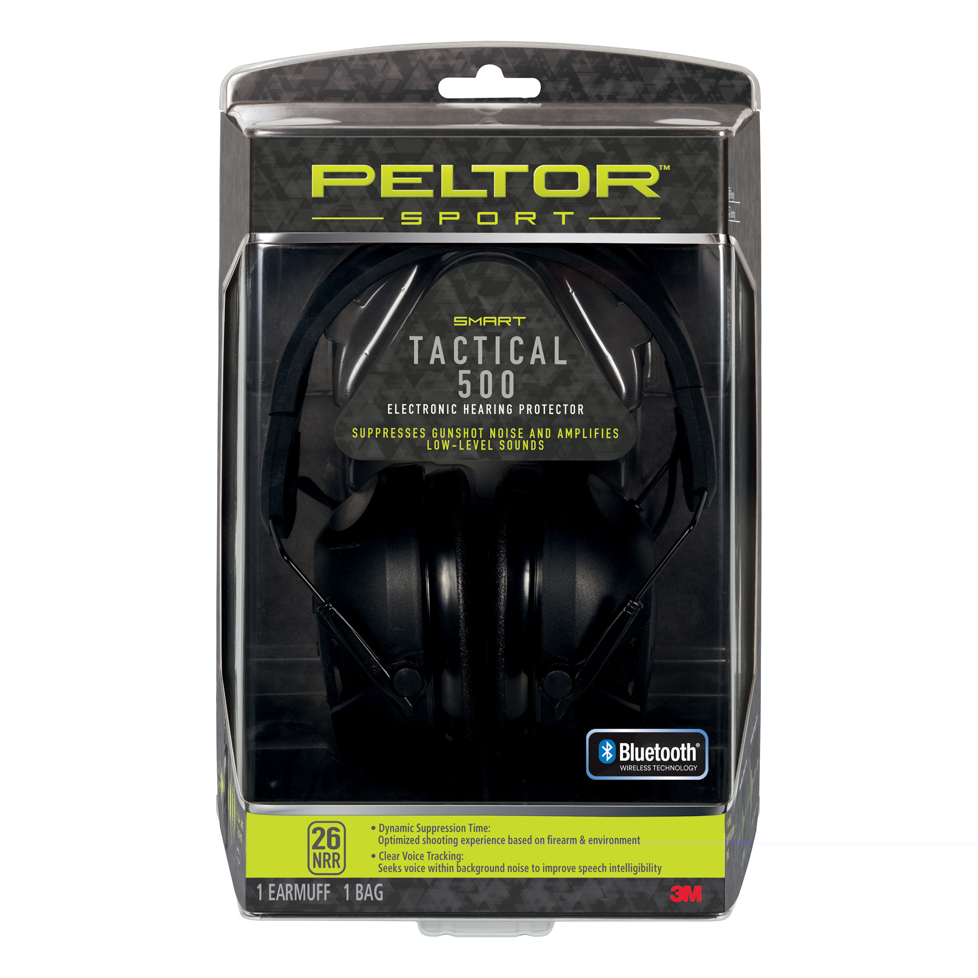 Peltor TAC500OTH Sport Tactical 500 Polymer 26 dB Over the Head Black Adult 1 Pair
