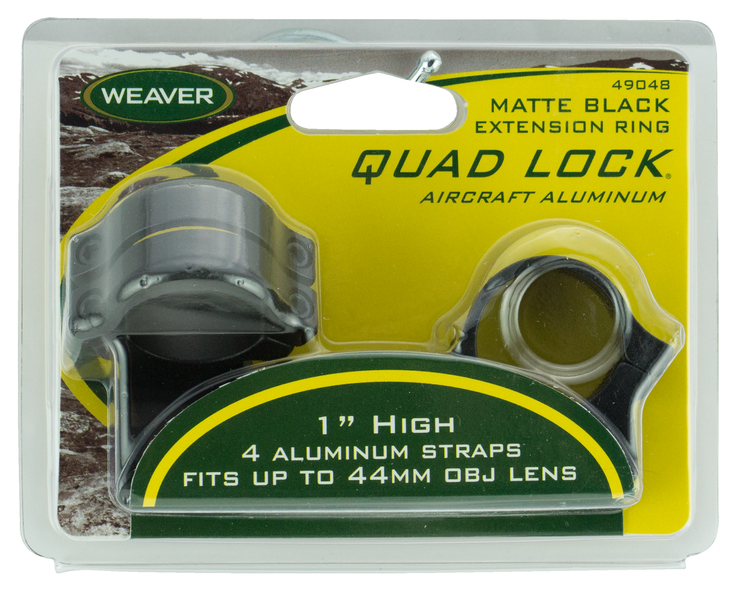 Weaver Quad Lock Detachable 1" Rings Matte, High Extension, Aluminum