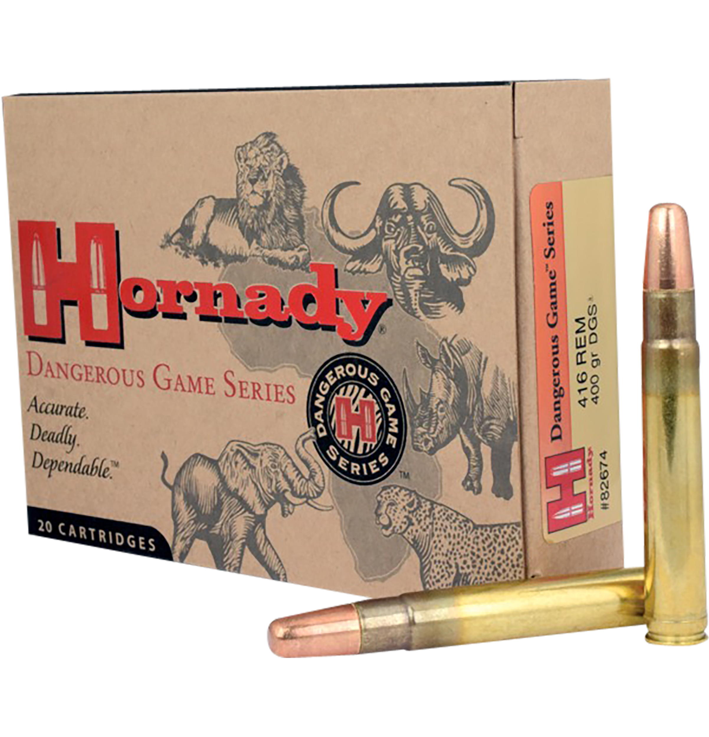 Hornady 82674 Dangerous Game Hunting 416 Rem Mag 400 gr Dangerous Game Solid (DGS) 20 Per Box/ 6 Cs