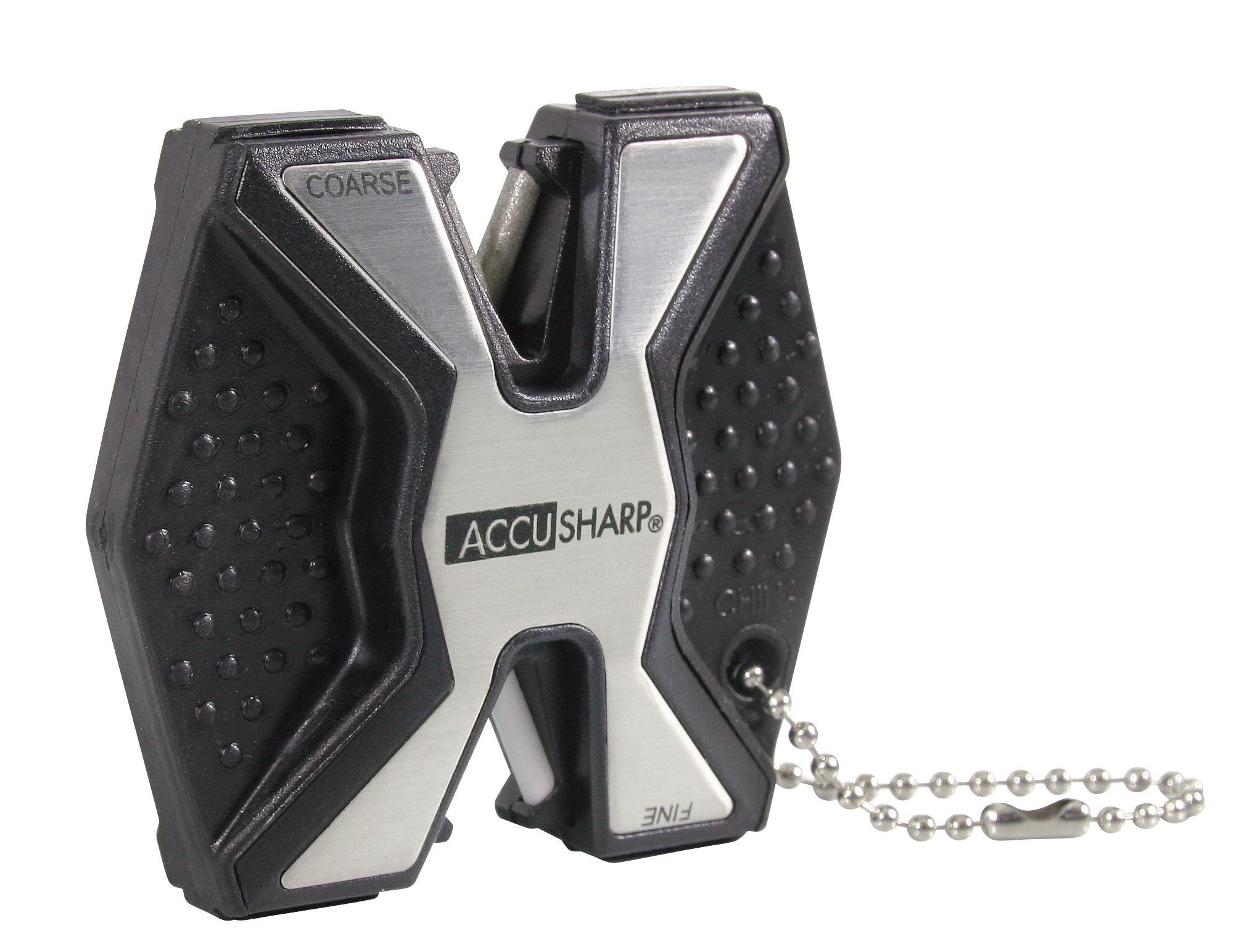 AccuSharp 017C Diamond Pro 2-Step Sharpener Hand Held Fine/Coarse Diamond, Ceramic Sharpener Black/White Aluminum