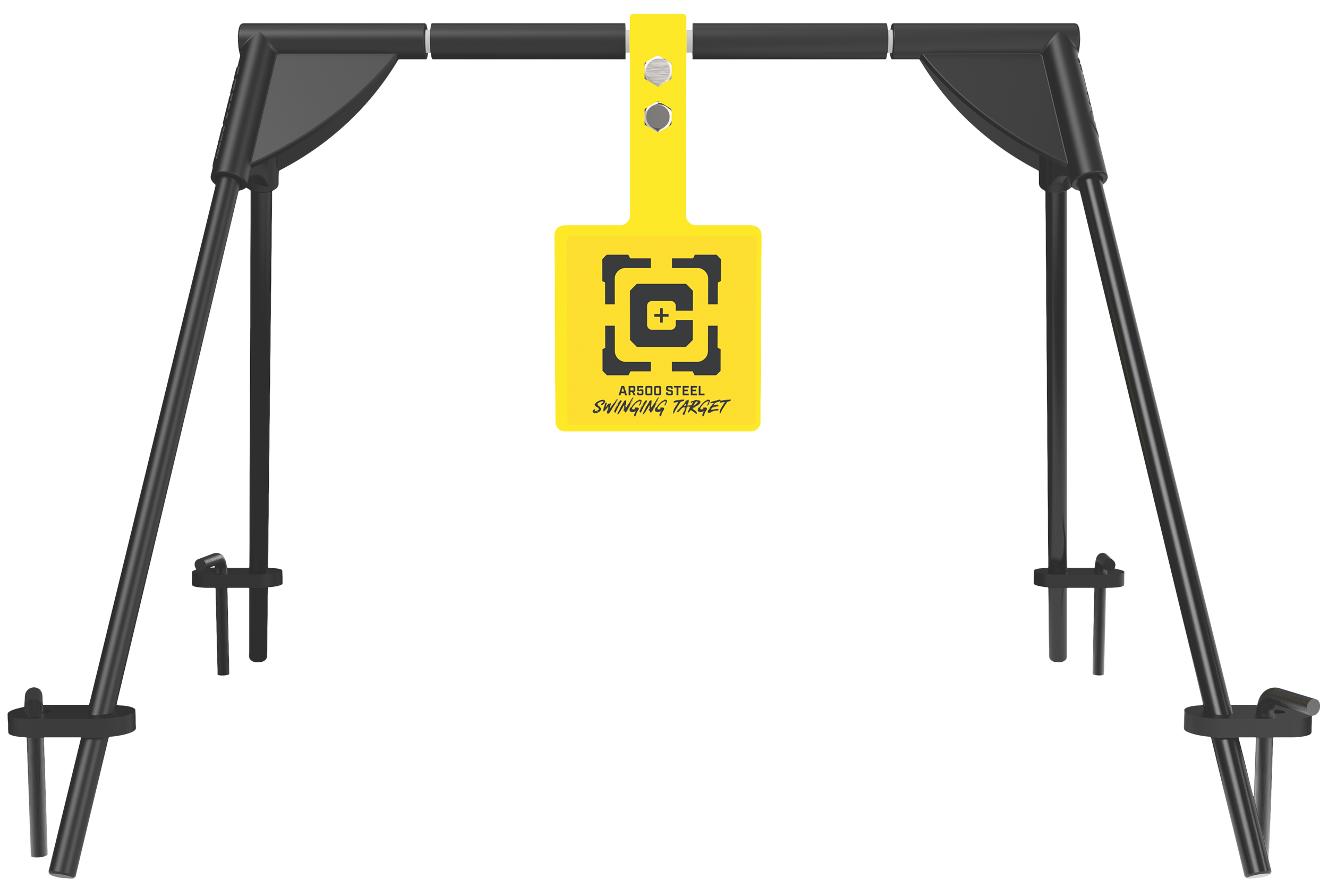Caldwell 1187590Swinging Rifle Black/Yellow AR500 Steel Hanging Standing Includes Ground Stakes