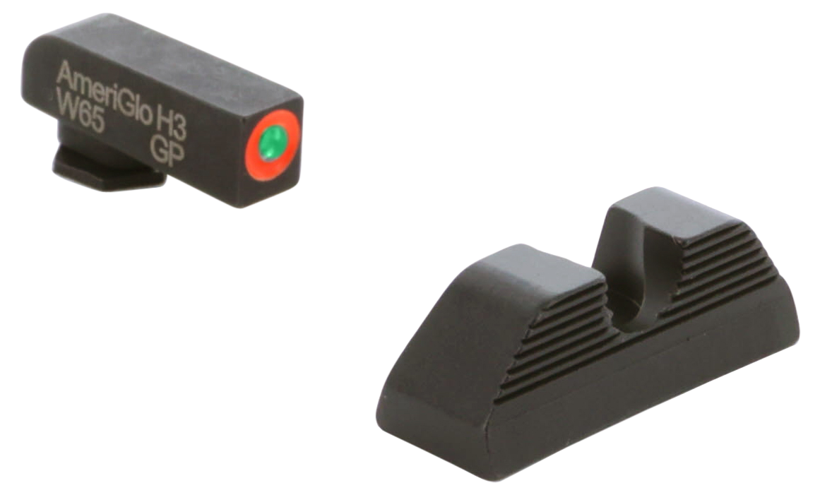 Ameriglo UC Night Sight Set Glock 42, 43, 43X Tritium Green Front with Orange Outline, Serrated U Notch Rear