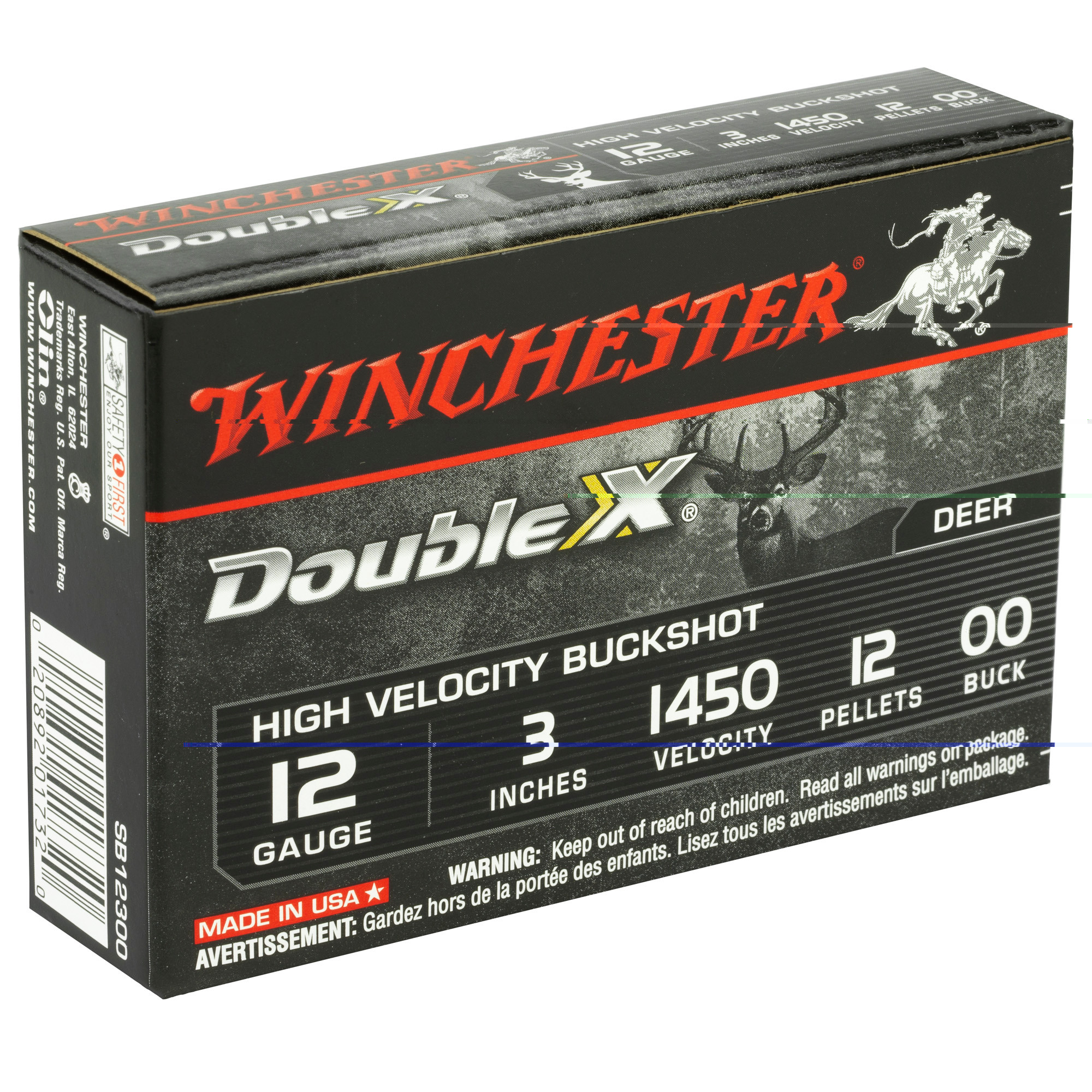 Winchester Double X Ammunition 12 Gauge 3" Buffered 00 Copper Plated Buckshot 12 Pellets Box of 5