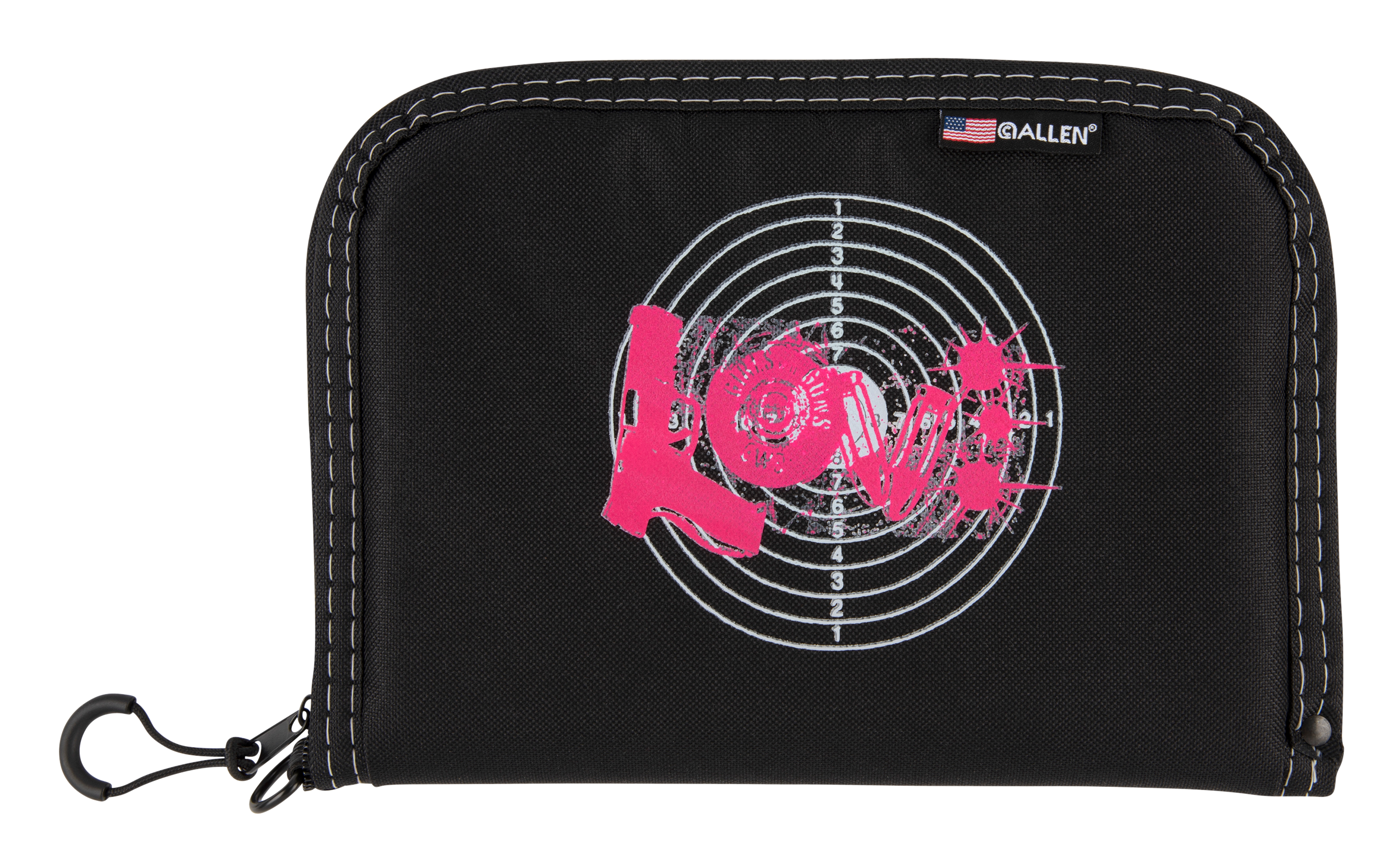Girls With Guns 9075 Lovemade of Polyester with Black Finish, Pink Love Graphic, Foam Padding & Lockable Zipper 10.50" L x 7.50" W x 1" H Interior Dimensions for Handguns