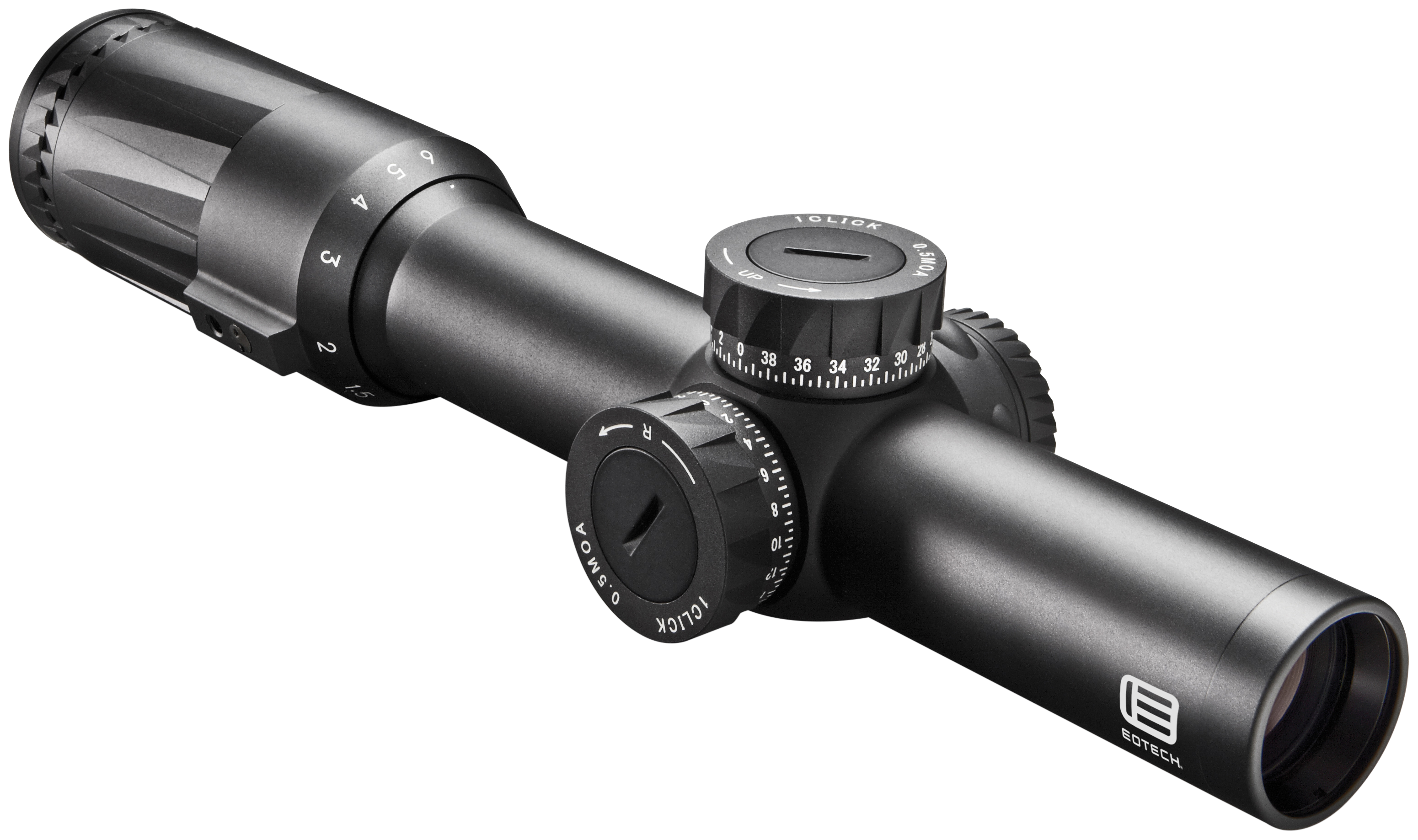 EoTech VDU16FFSR3G Vudu FFP Black Hardcoat Anodized 1-6x 24mm 30mm Tube Illuminated Green SR3-MOA Reticle Features Throw Lever
