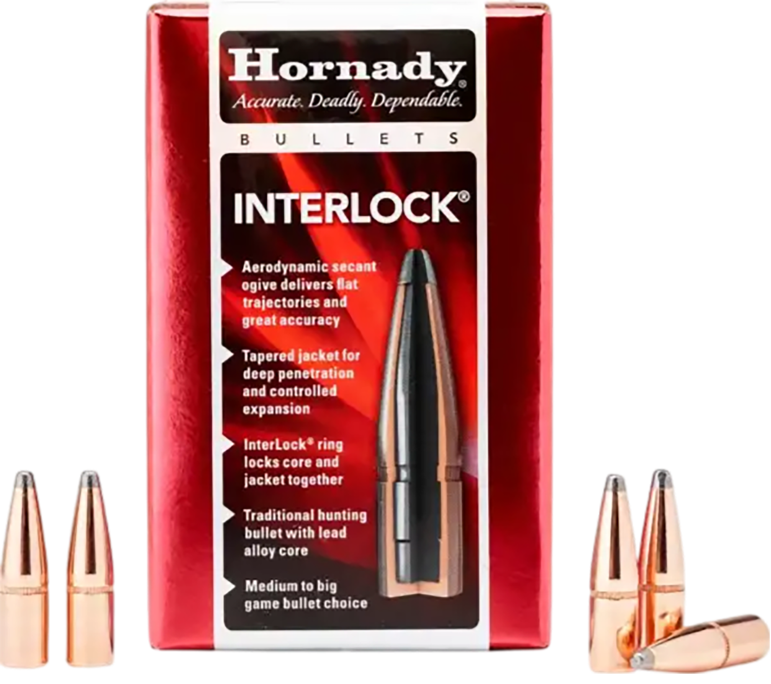 Hornady InterLock Bullets 30 Caliber (308 Diameter) 150 Grain Spire Point Boat Tail Box of 100