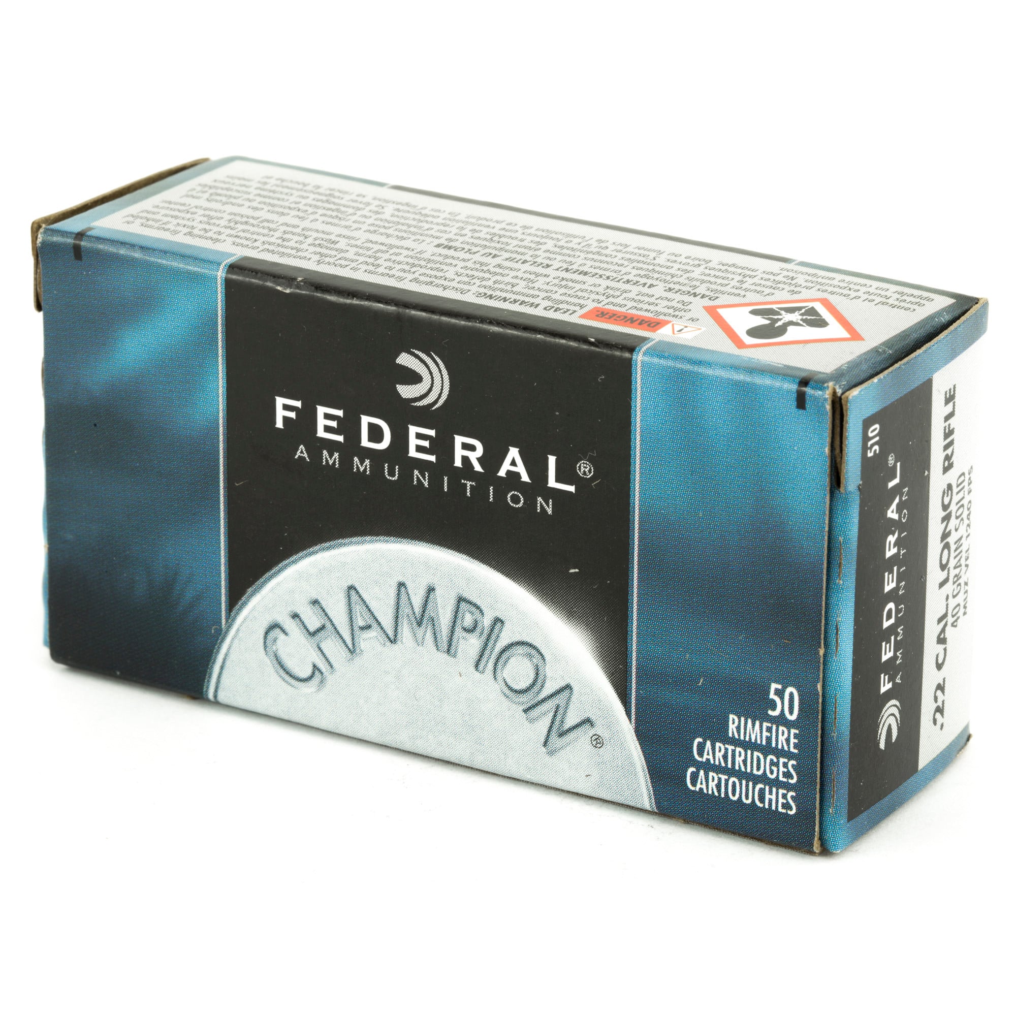 Federal Champion Ammunition 22 Long Rifle High Velocity 40 Grain Lead Round Nose