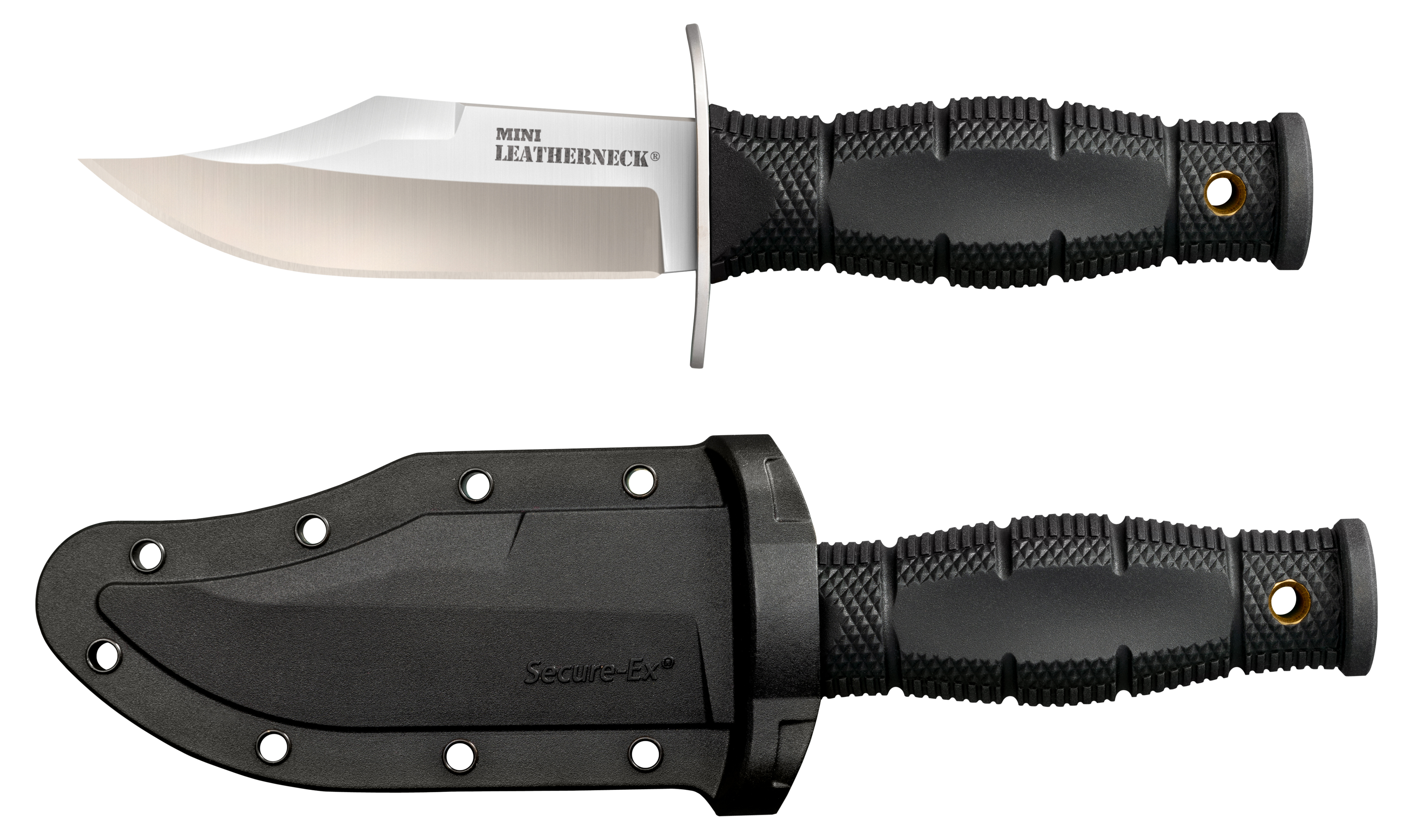 Cold Steel CS39LSAB LeatherneckMini 3.50" Fixed Clip Point Plain 8Cr13MoV SS Blade/3.25" Black Contoured Kray-Ex Handle Includes Sheath