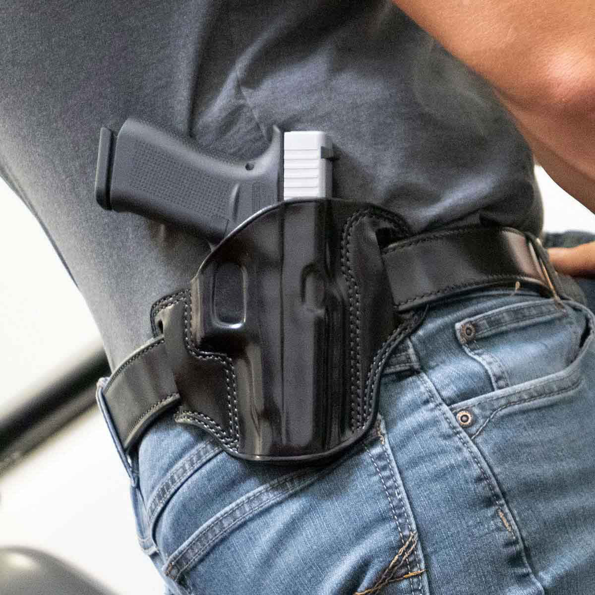 Galco CM876B Combat MasterOWB Black Leather Belt Slide Fits Springfield Hellcat Pro Right Hand