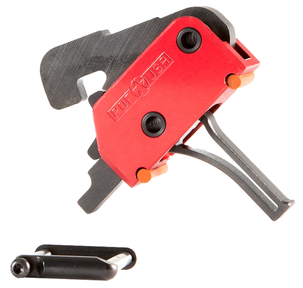 Patriot Ordnance Factory 00858 Drop-InSingle-Stage Flat Trigger with 3.50 lbs Draw Weight & Black/Red Finish for AR-Platform