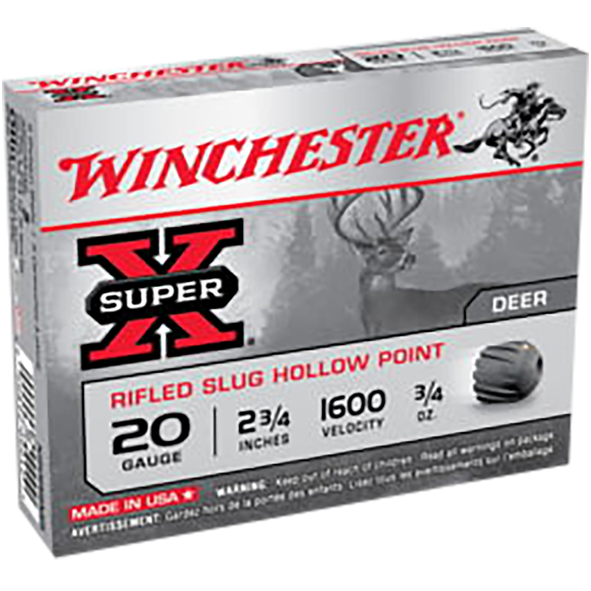 Winchester Ammo X20RSM5VP Super X20 Gauge 2.75" 3/4 oz 1600 fps Rifled Slug Shot 15 Per Box/10 Cs (Value Pack)