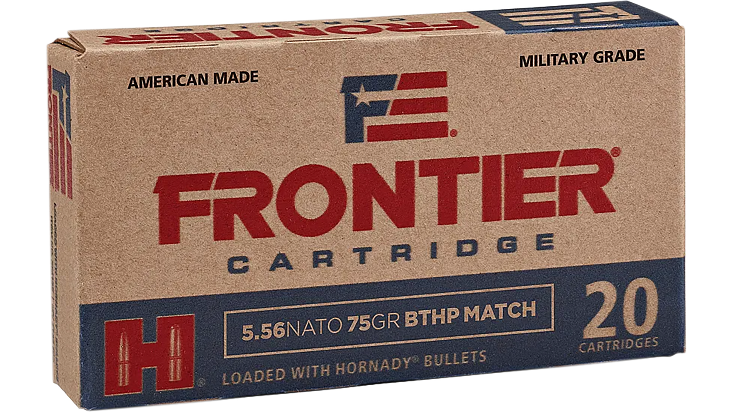 Frontier Cartridge Military Grade Ammunition 5.56x45mm NATO 75 Grain Hornady Hollow Point Boat Tail Match