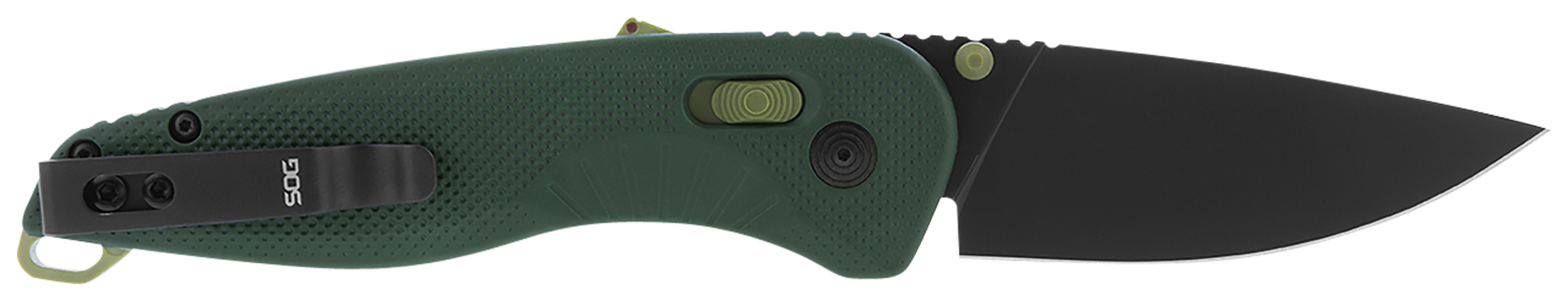 S.O.G SOG11410441 Aegis AT 3.13" Folding Drop Point Plain Black TiNi Cryo D2 Steel Blade/Forest w/Moss Accents GRN Handle