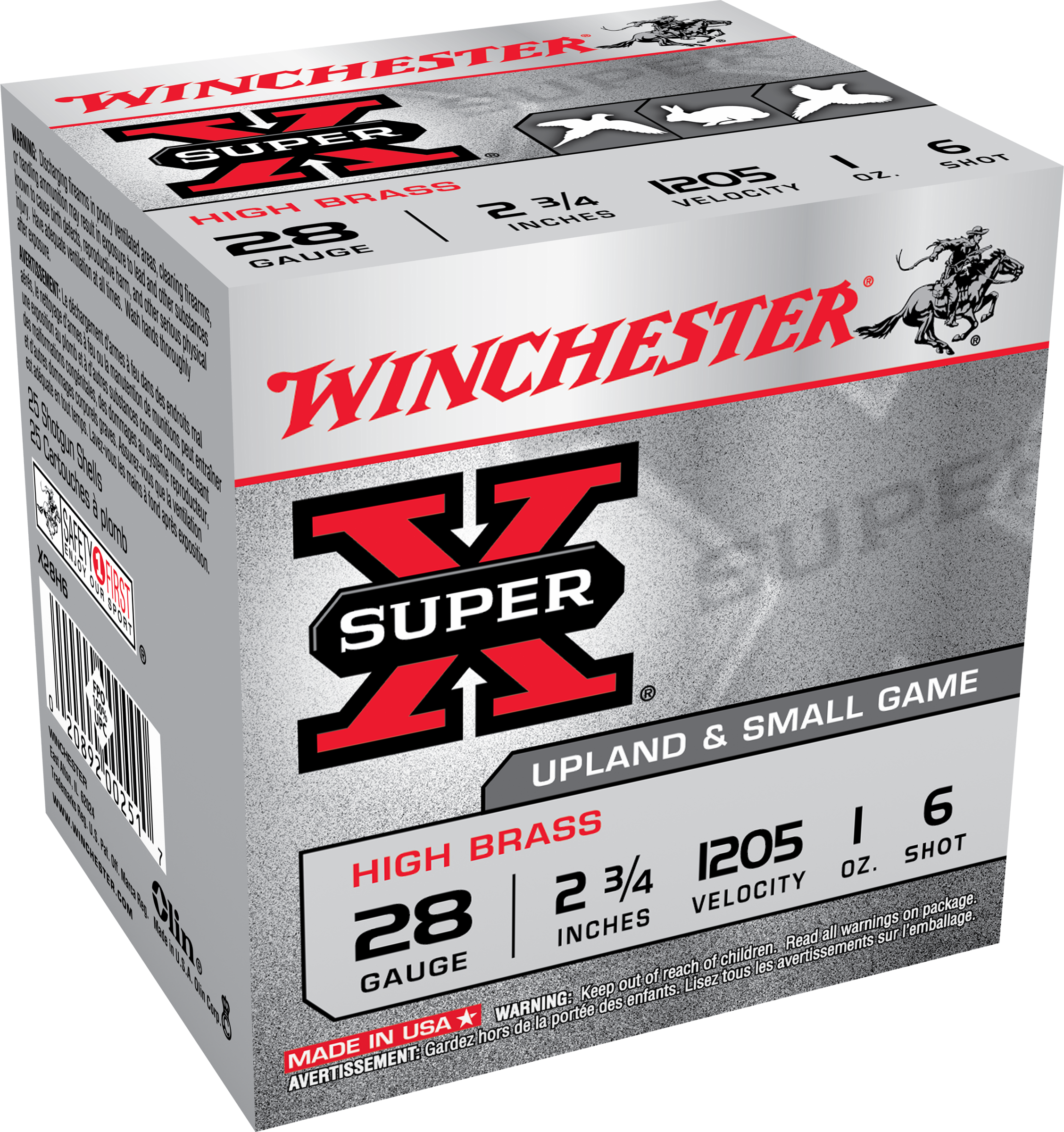 Winchester Super-X High Brass Ammunition 28 Gauge 2-3/4" 1 oz #6 Shot Box of 25