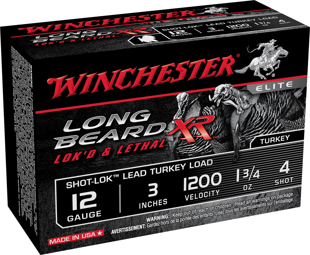Winchester Ammo STLB1234 Long Beard XR Shot-Lok 12 Gauge 3" 1 3/4 oz 1200 fps 4 Shot 10 Bx/10 Cs