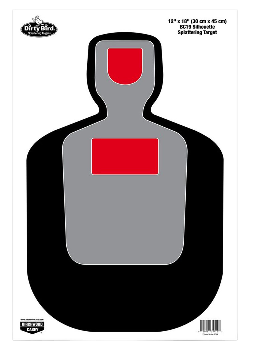 Birchwood Casey 35712 Dirty Bird BC-19 Silhouette Paper Hanging Pistol 12" x 18" Black/Gray/White 100 Per Pkg