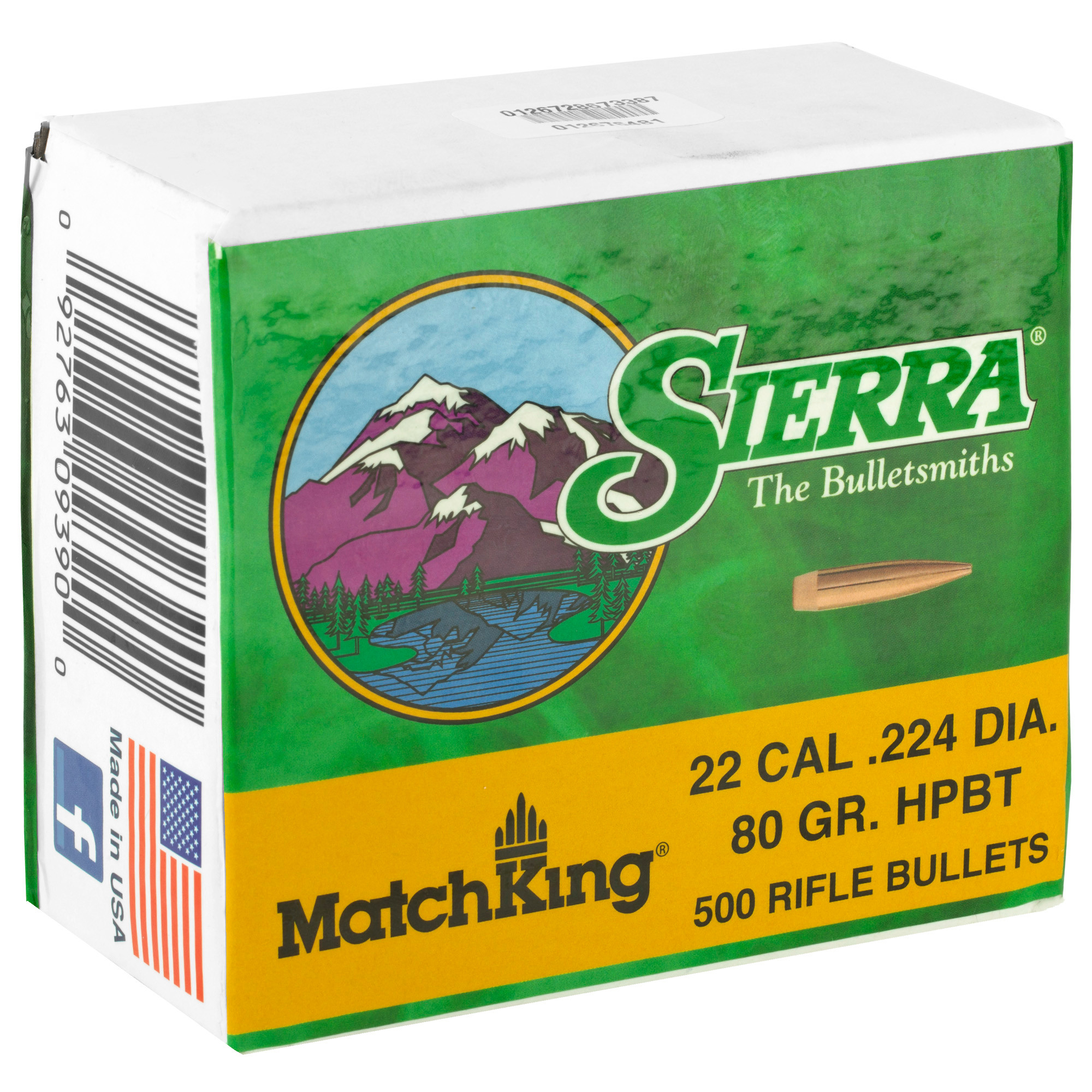 Sierra MatchKing Bullets 22 Caliber (224 Diameter) 80 Grain Hollow Point Boat Tail