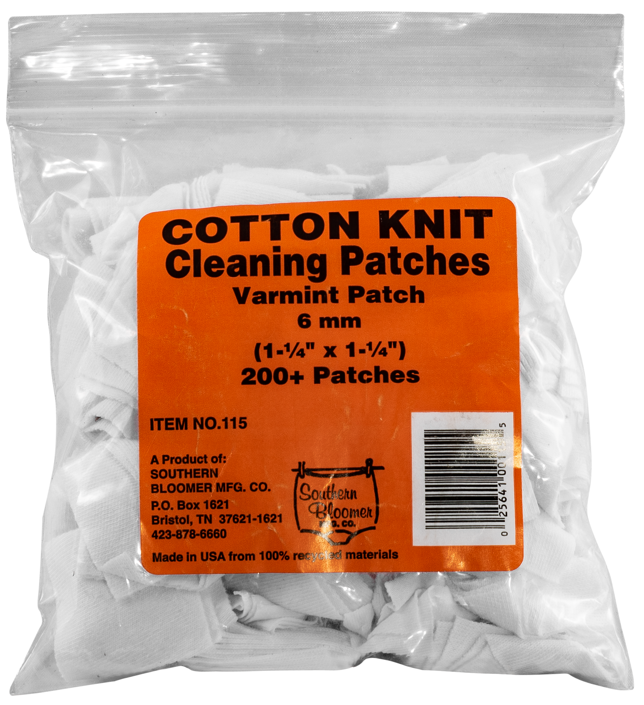 Southern Bloomer 115 Cleaning Patches6mm Cotton 200 Per Pack