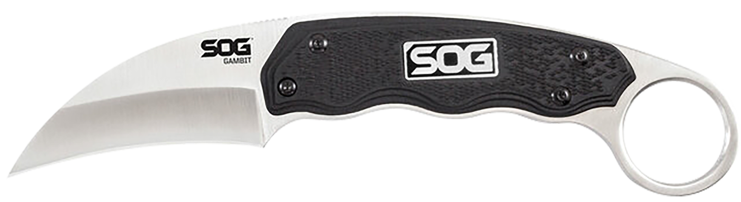 S.O.G SOGGB1001CP Gambit2.58" Fixed Sheepsfoot Plain Satin Polished 7Cr17MoV SS Blade Black GRN Handle Includes Sheath