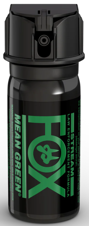 Fox Labs Mean Green Pepper Spray Aerosol Flip Top 6% OC and Dye Black