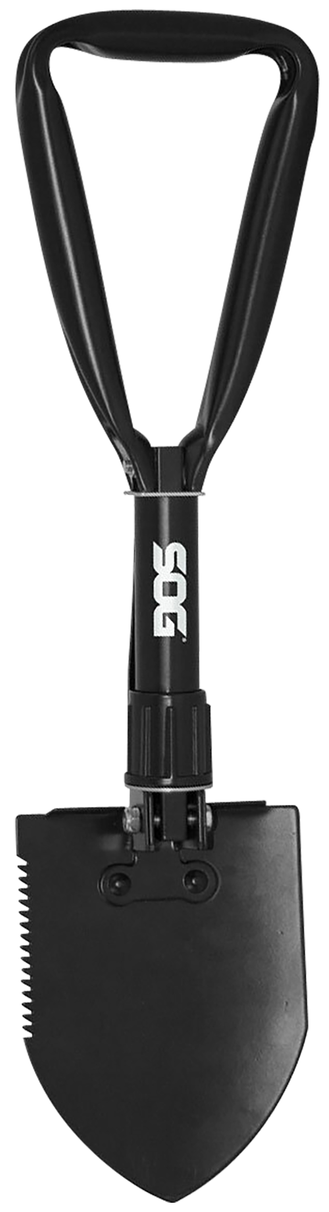 S.O.G SOGF08N Entrenching ToolFolding Shovel Plain/Serrated Blade Black Powder Coated High Carbon Steel Handle 18.25" Long Includes Sheath