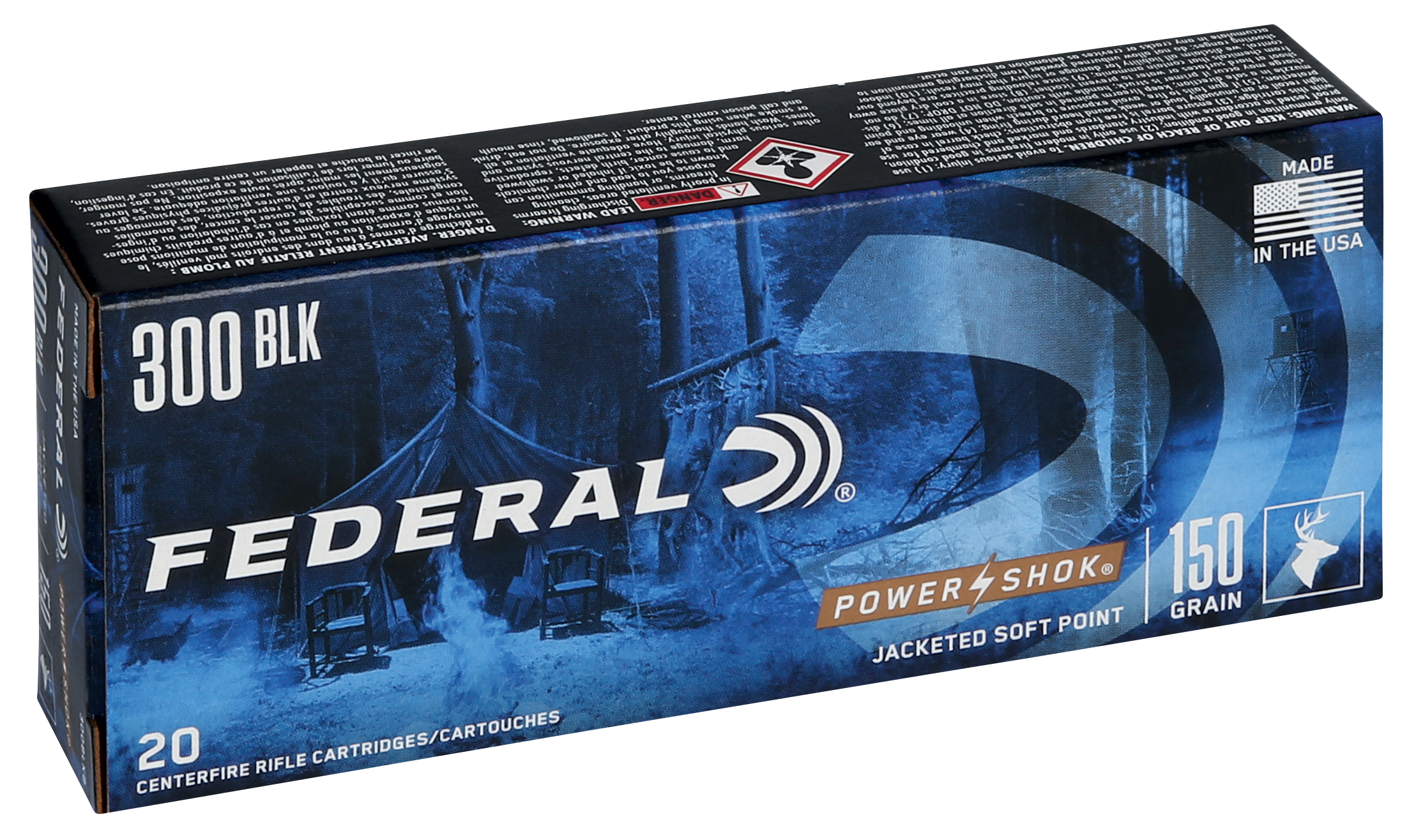 Federal Power-Shok Ammunition 300 AAC Blackout 150 Grain Soft Point 20RD
