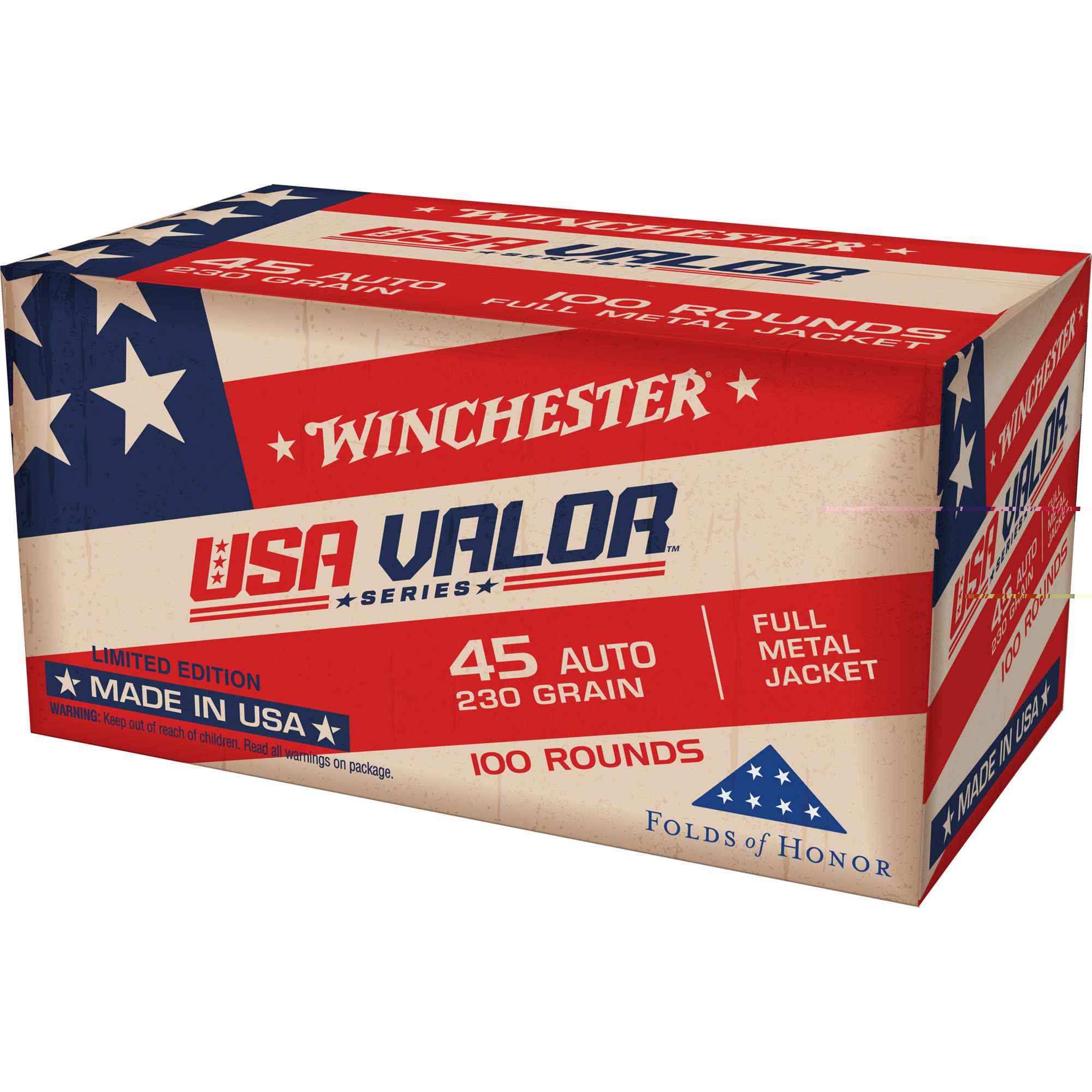 Winchester USA Valor Ammunition 45 ACP 230 Grain Full Metal Jacket