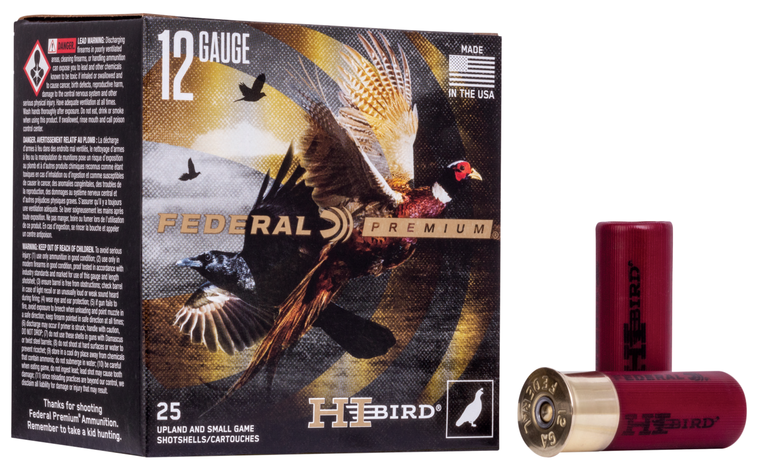 Federal HVF12H6 Premium Hi-Bird 12 Gauge 2.75" 1 1/4 oz 1330 fps 6 Shot 25ea