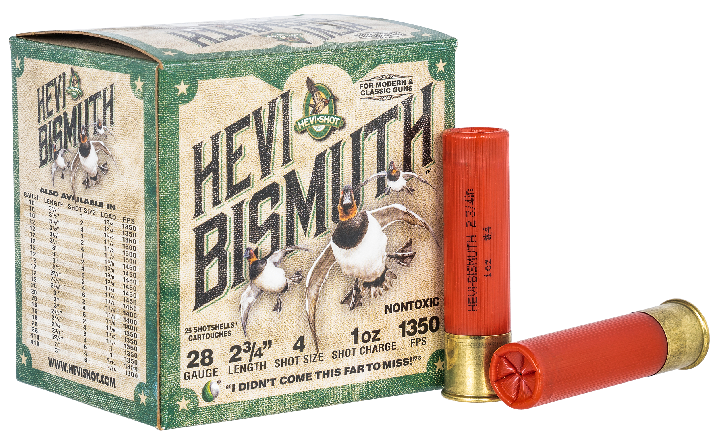 HEVI-Shot HS18704 HEVI-Bismuth Waterfowl 28 Gauge 2.75" 1 oz Bismuth 4 Shot 25 Per Box/10 Cs