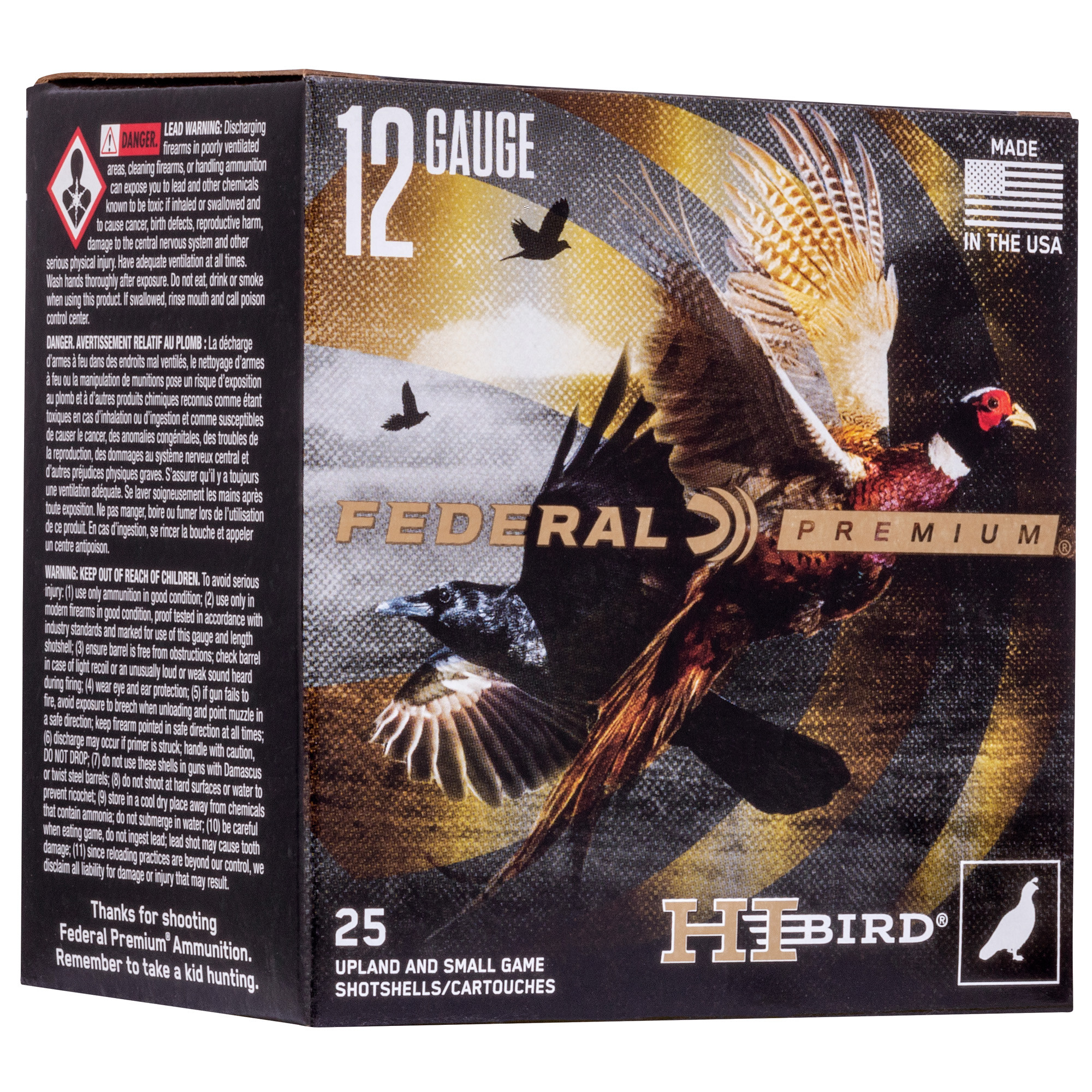 Federal HVF12H5 Premium Hi-Bird 12 Gauge 2.75" 1 1/4 oz 1350 fps 5 Shot 25ea