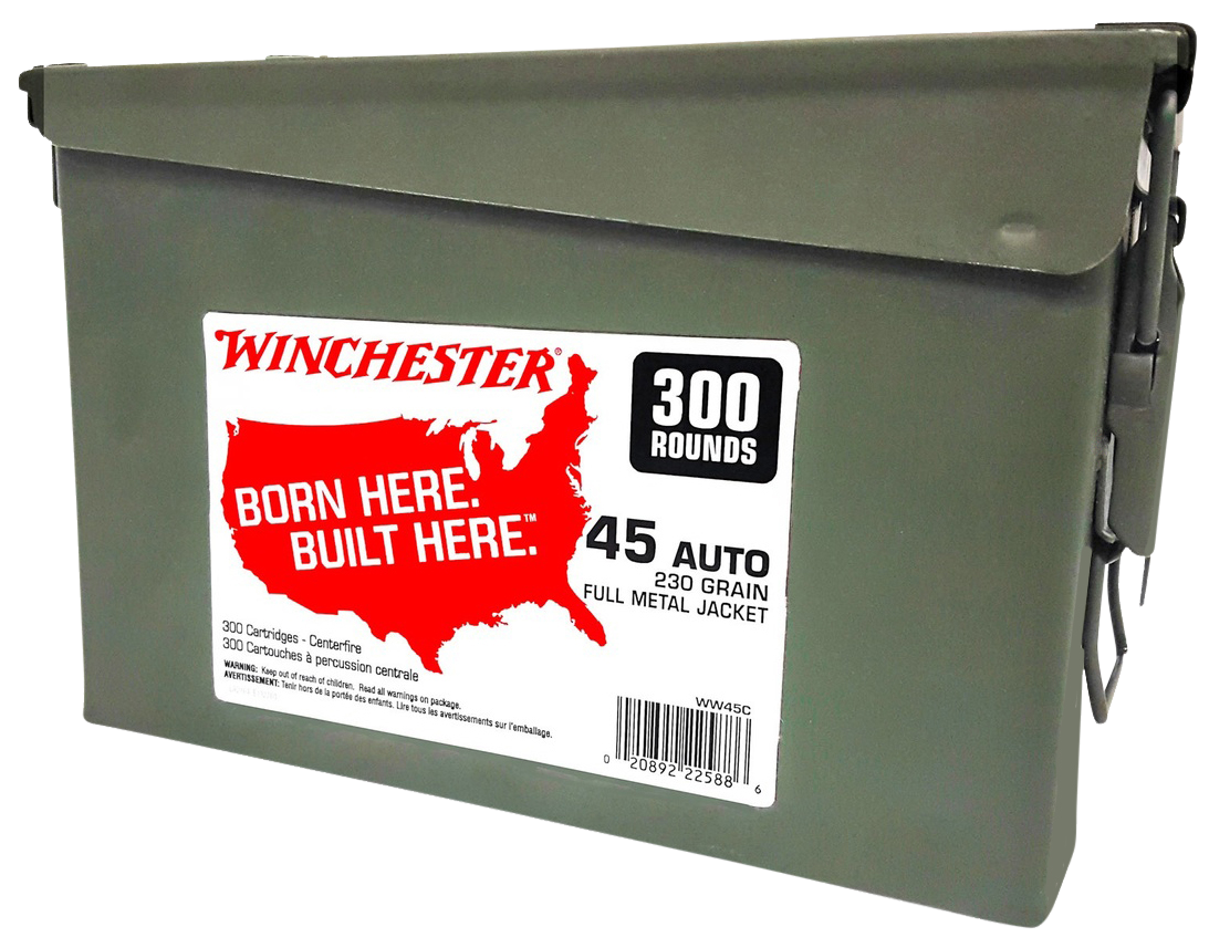 Winchester USA Ammunition 45 ACP 230 Grain Full Metal Jacket Ammo Can