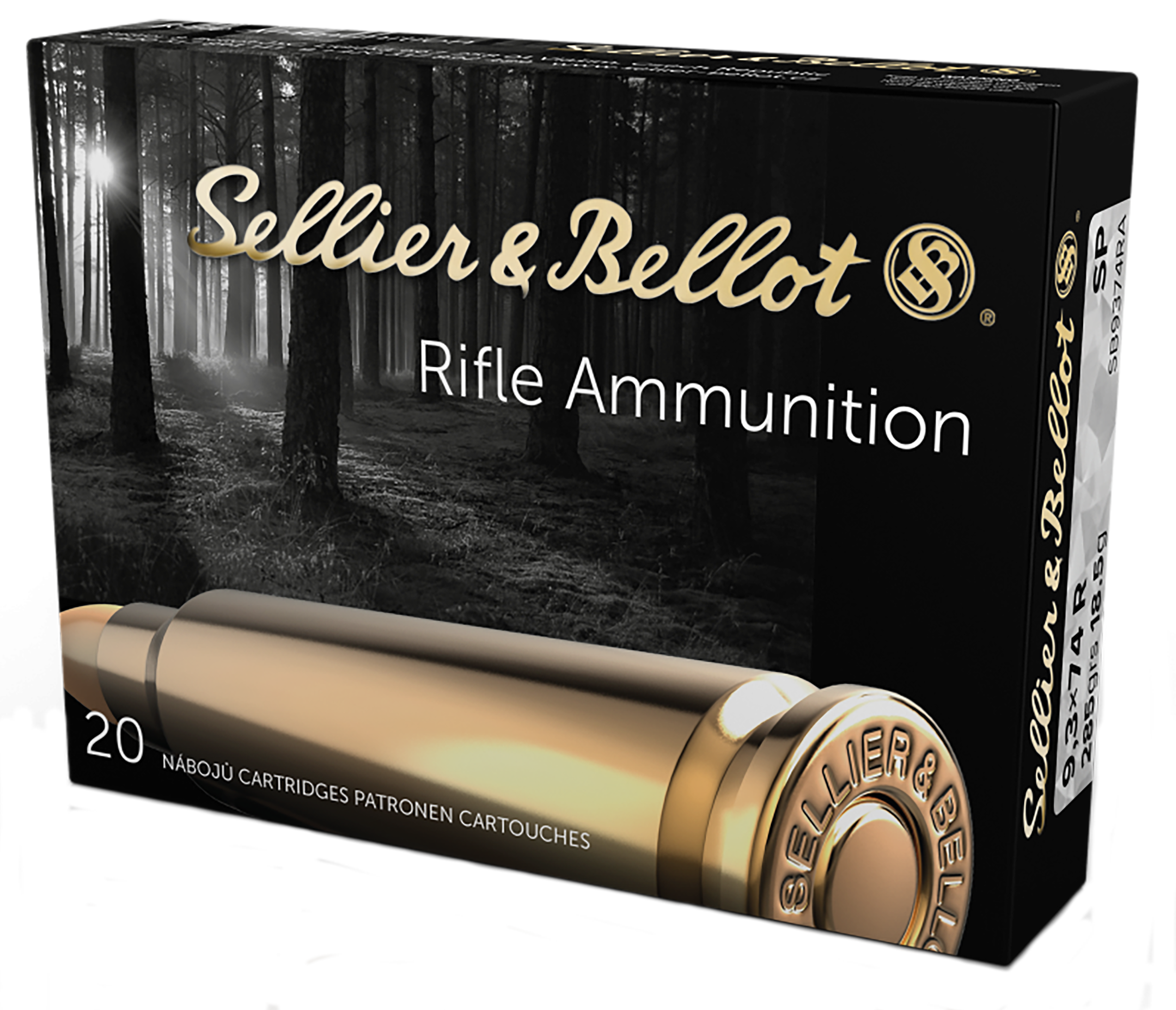 Sellier & Bellot SB9374RA Rifle 9.3mmX74R 285 GR Soft Point (SP) 20 Bx/ 18 Cs