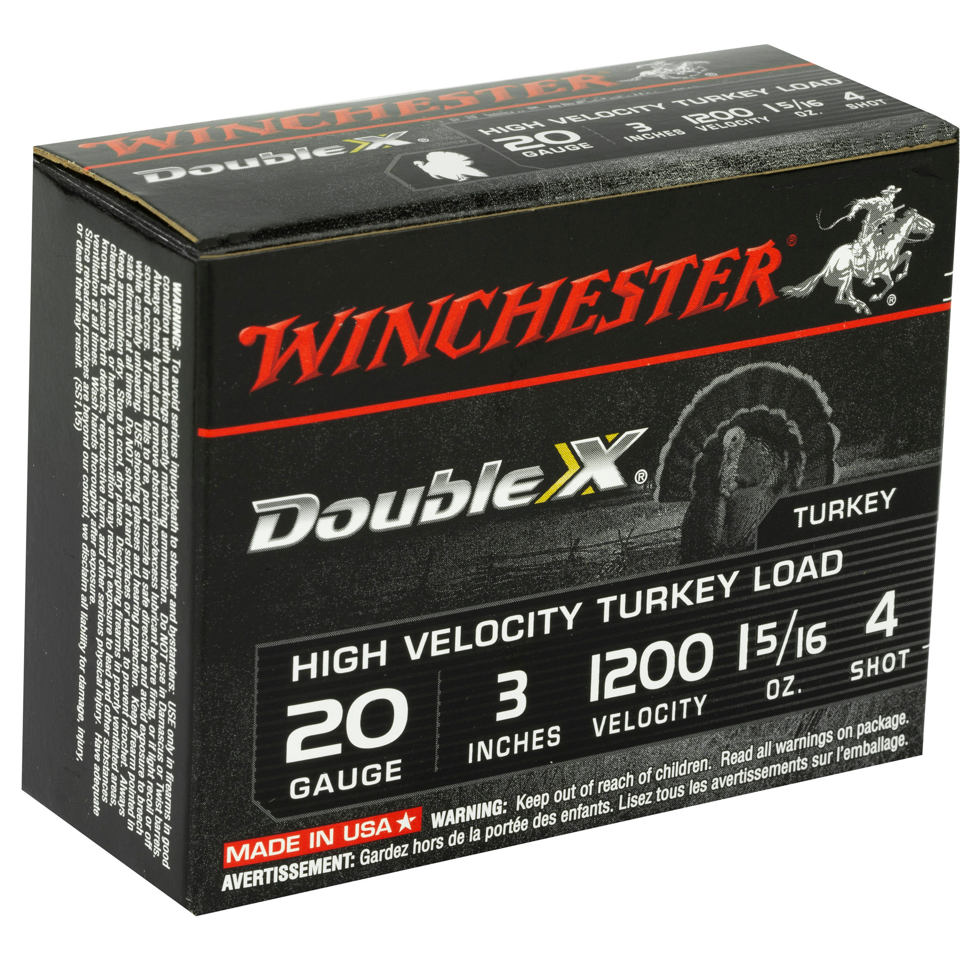 Winchester Double X Turkey Ammunition 20 Gauge 3" 1-5/16 oz #4 Copper Plated Shot Box of 10