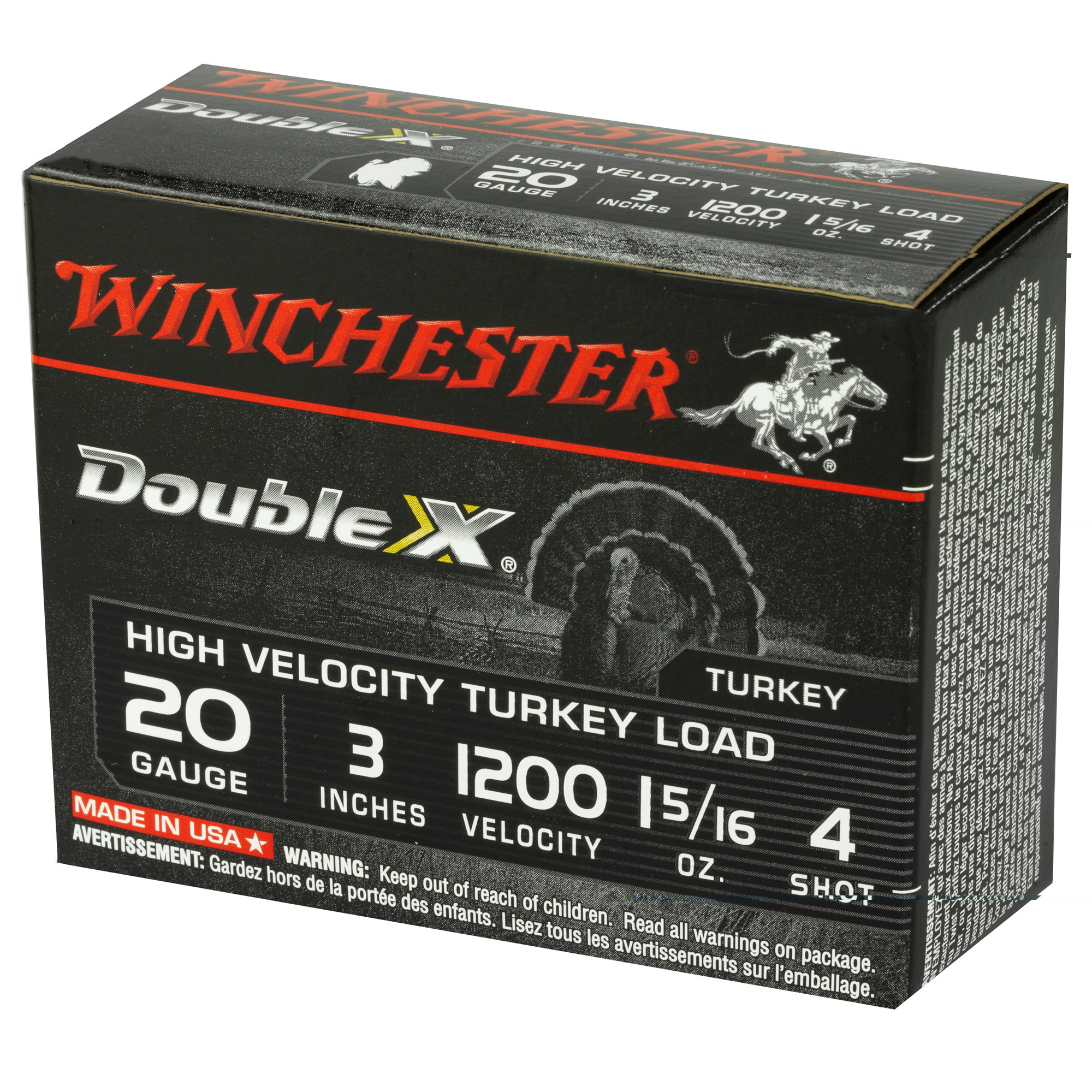 Winchester Double X Turkey Ammunition 20 Gauge 3" 1-5/16 oz #4 Copper Plated Shot Box of 10