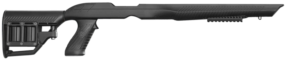 ADAPTIVE TACTICAL 1081039 Tac-Hammer RM4 Black Synthetic, Adjustable Stock with Magazine Compartments, Removable Barrel Inserts, Stowaway Accessory Rail, Fits Ruger 10/22 (Most Barrel Contours)