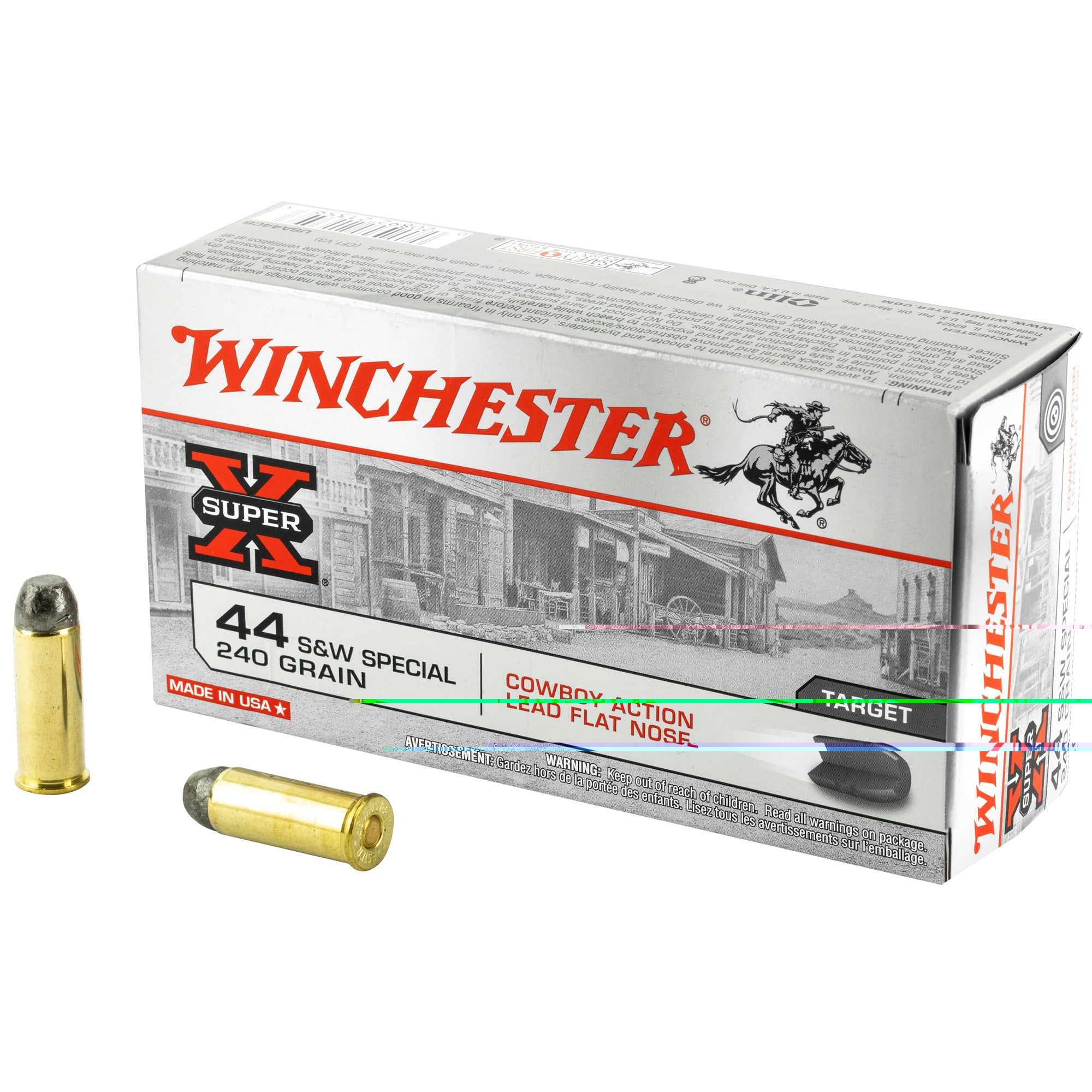 Winchester USA Cowboy Ammunition 44 Special 240 Grain Lead Flat Nose Box of 50