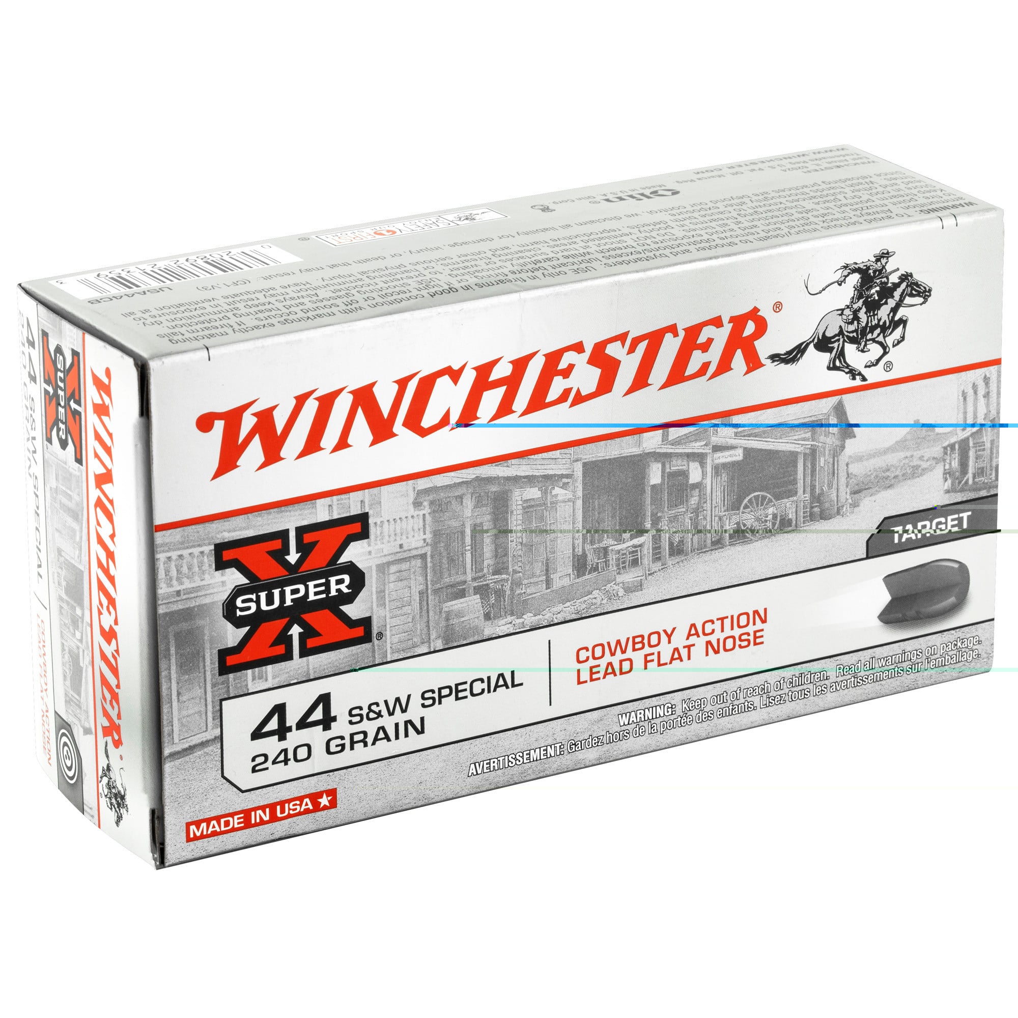Winchester USA Cowboy Ammunition 44 Special 240 Grain Lead Flat Nose Box of 50