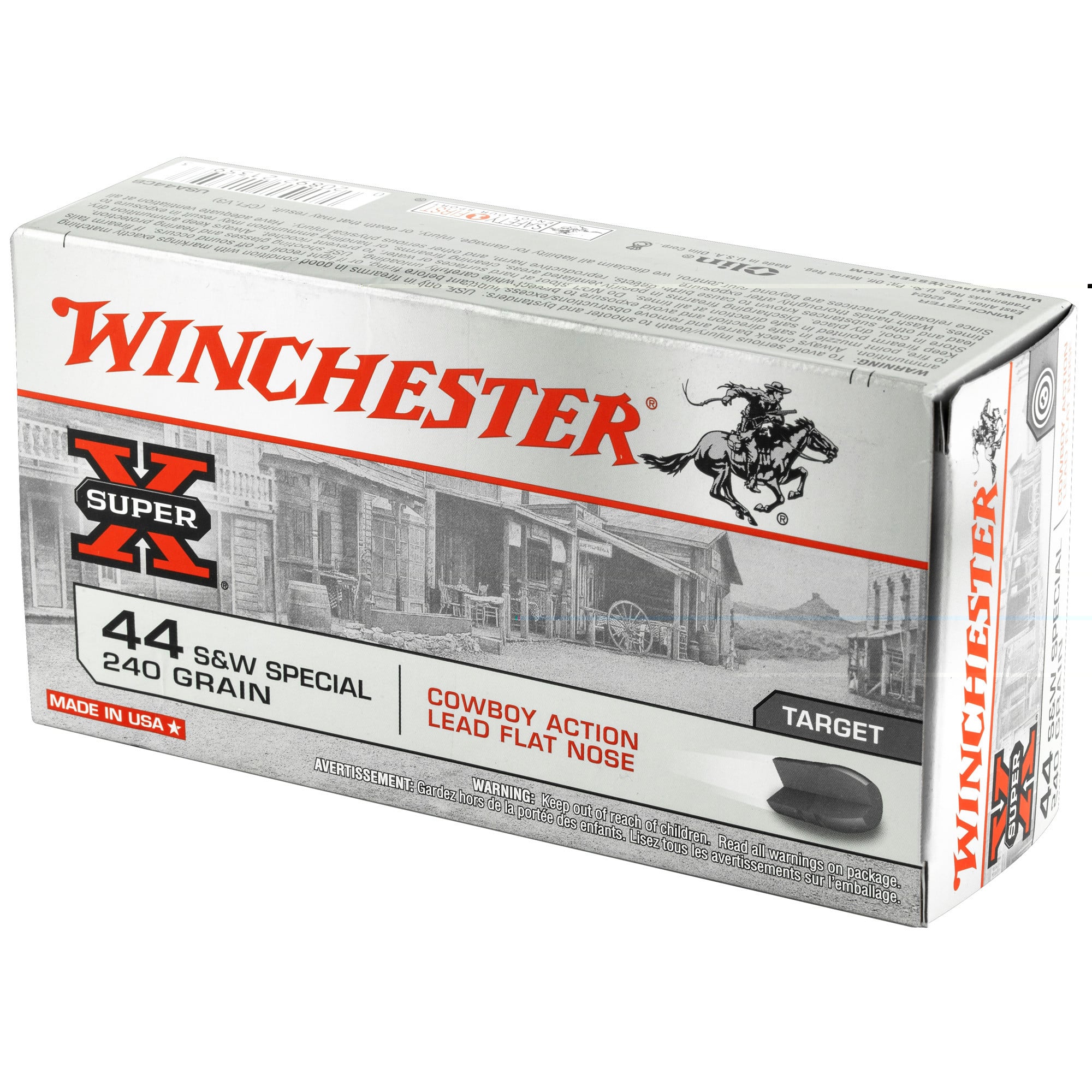 Winchester USA Cowboy Ammunition 44 Special 240 Grain Lead Flat Nose Box of 50