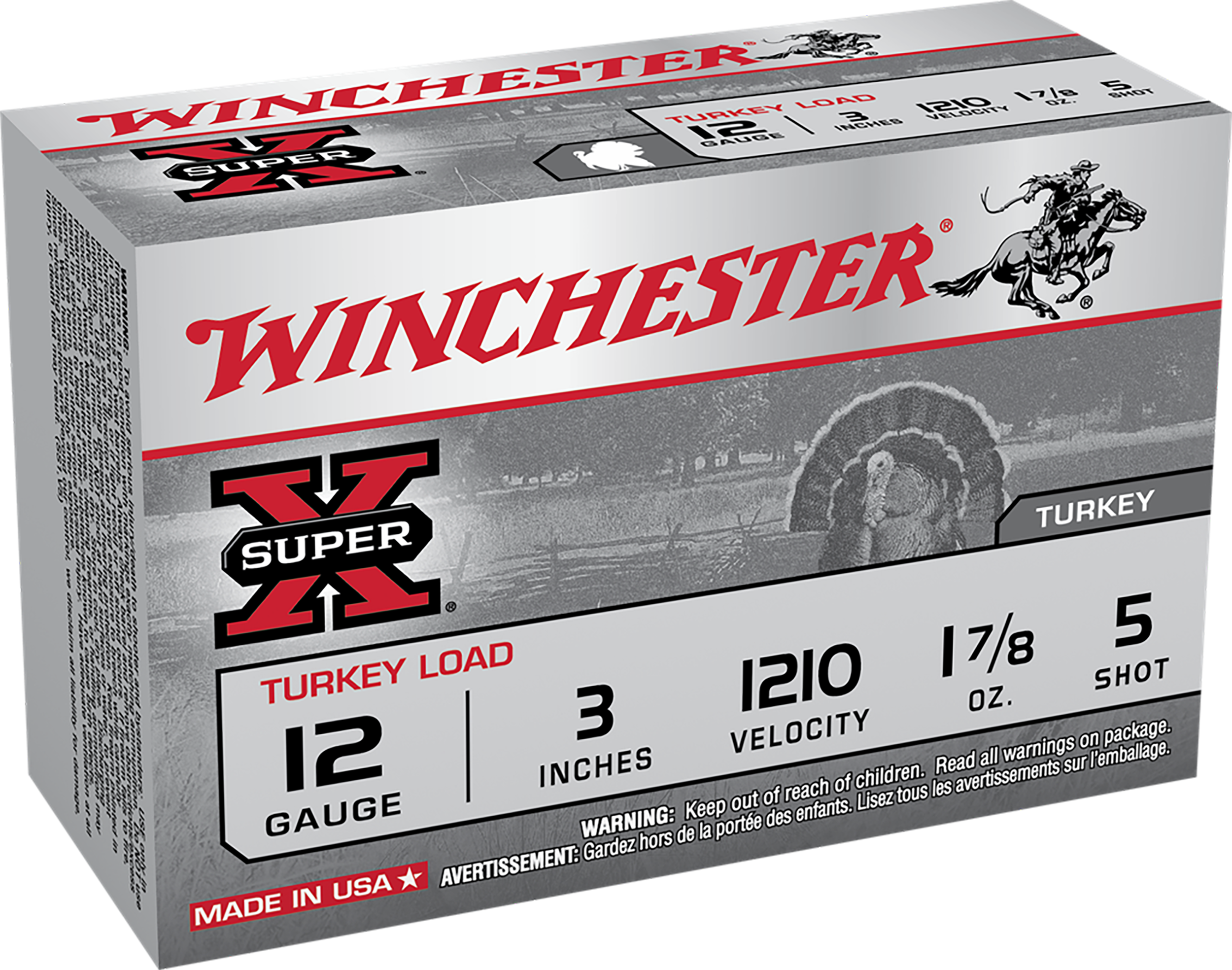 Winchester Super-X Turkey Ammunition 12 Gauge 3" 1-7/8 oz #5 Copper Plated Shot Box of 10