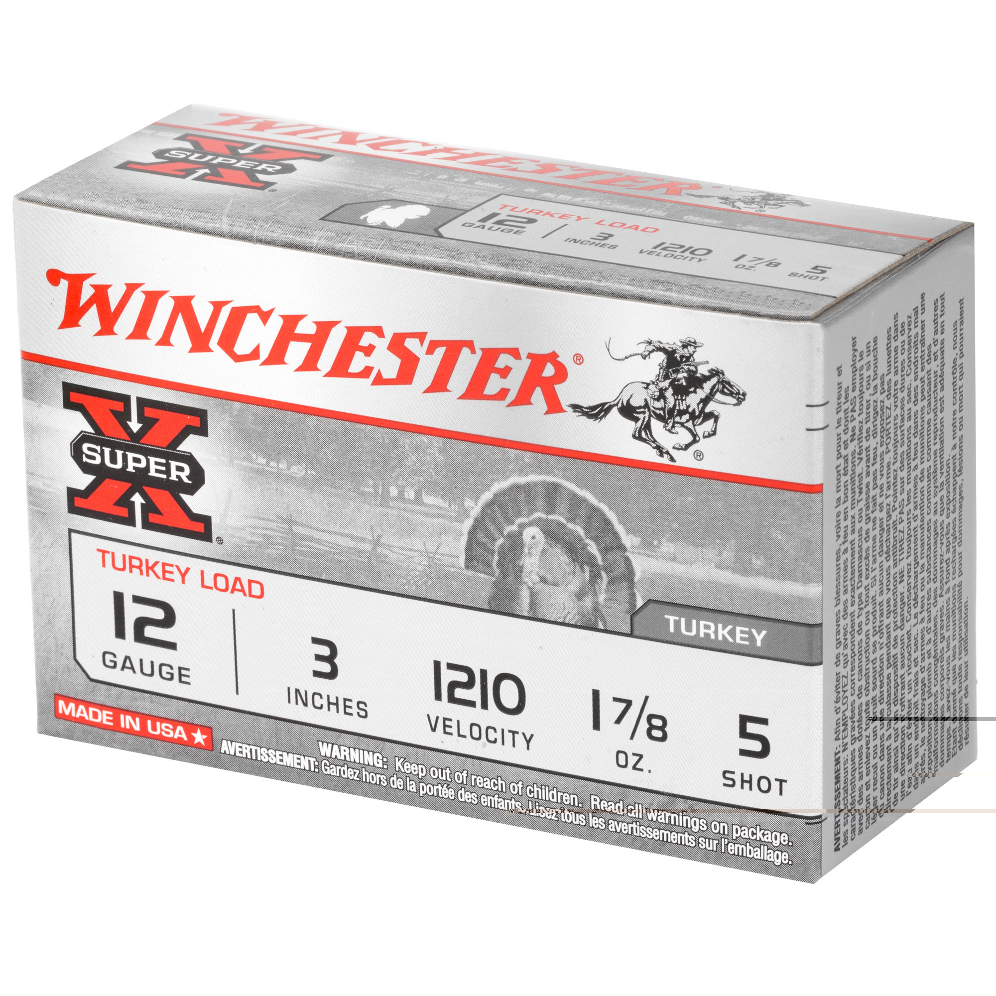 Winchester Super-X Turkey Ammunition 12 Gauge 3" 1-7/8 oz #5 Copper Plated Shot Box of 10