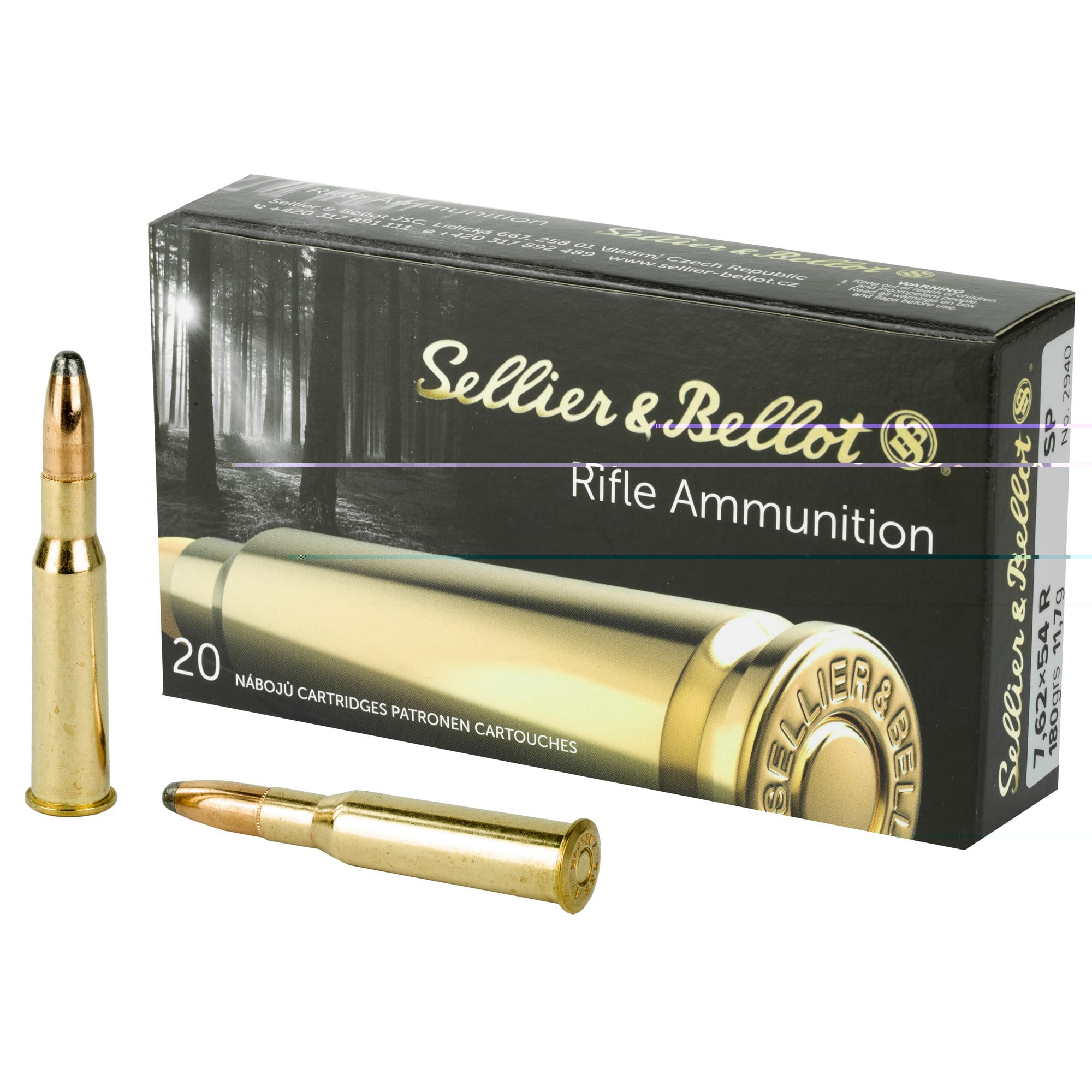 Sellier & Bellot Ammunition 7.62x54mm Rimmed Russian 180 Grain Soft Point 20RD