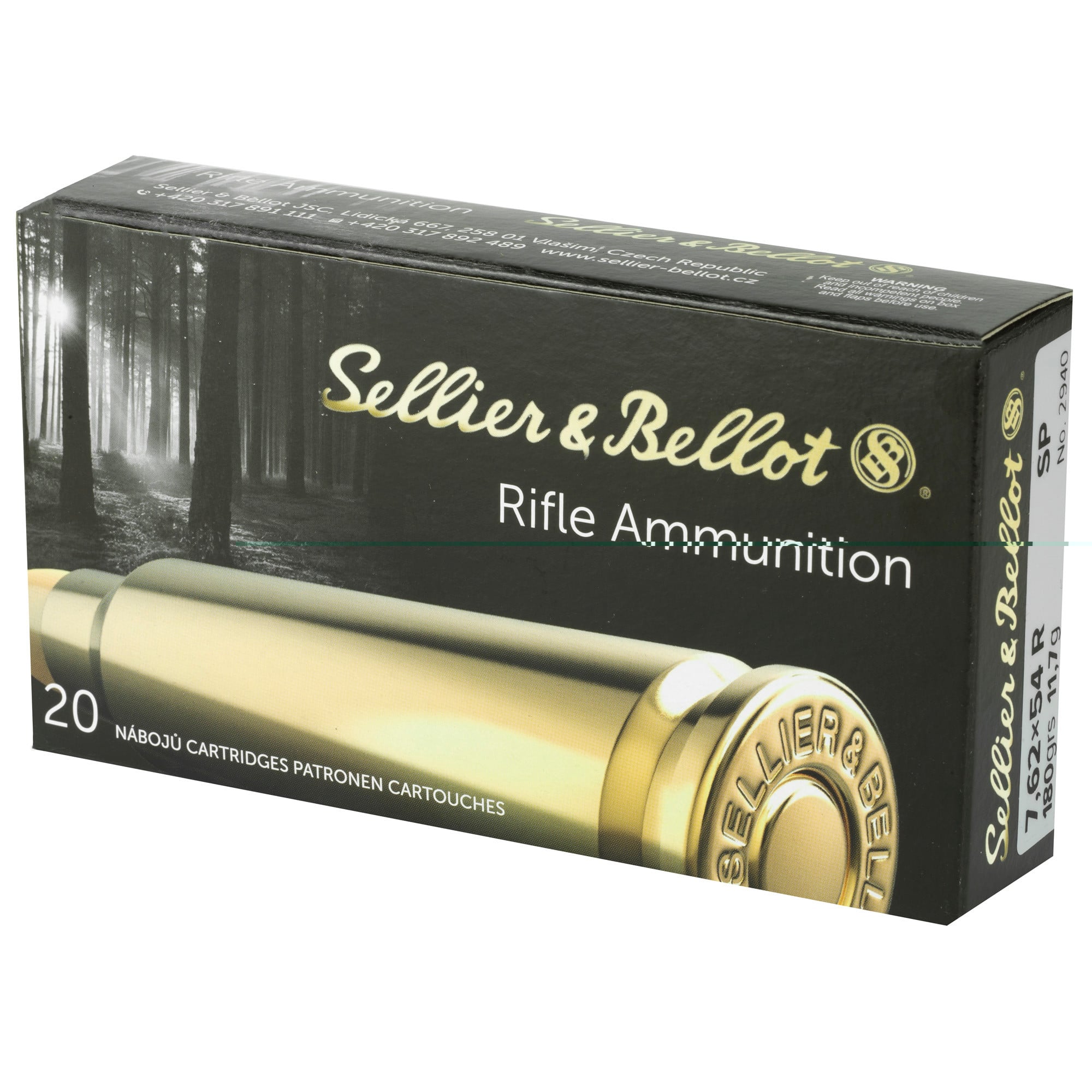 Sellier & Bellot Ammunition 7.62x54mm Rimmed Russian 180 Grain Soft Point 20RD
