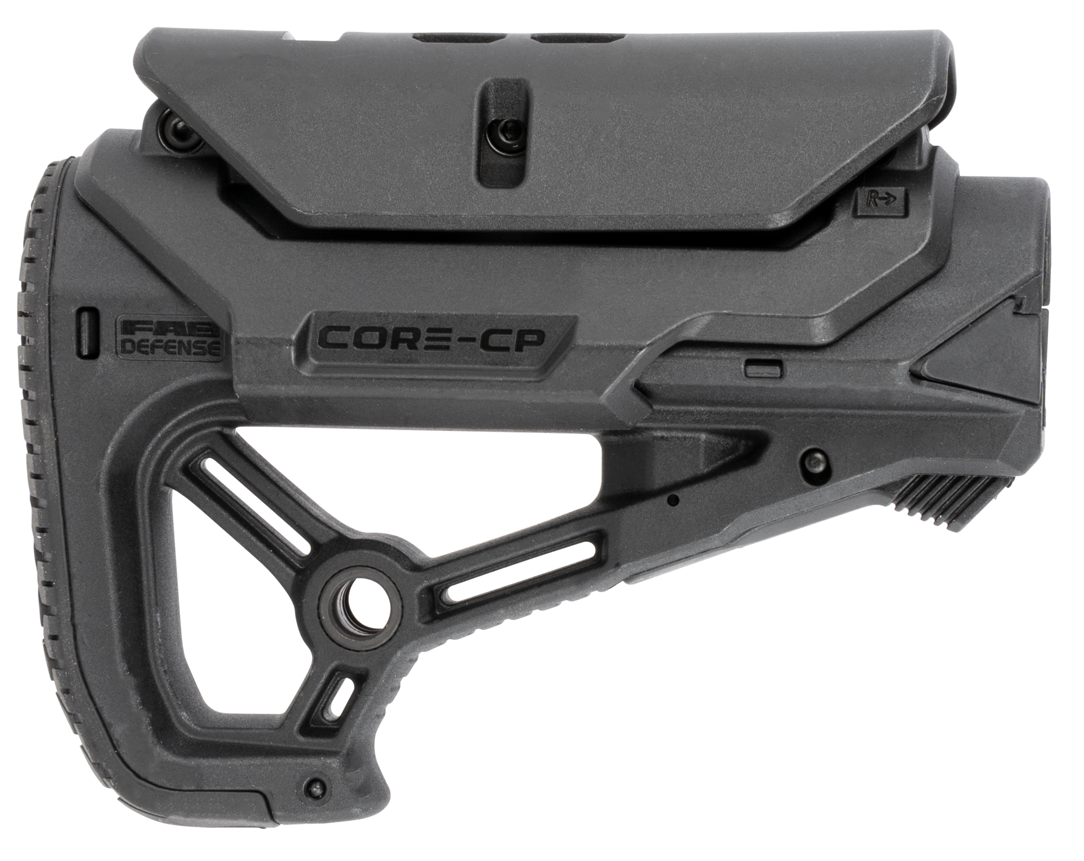 FAB Defense FXGLCORESCP GL-Core S CP Buttstock Adjustable Cheekrest Matte Black Synthetic for AR-Platform