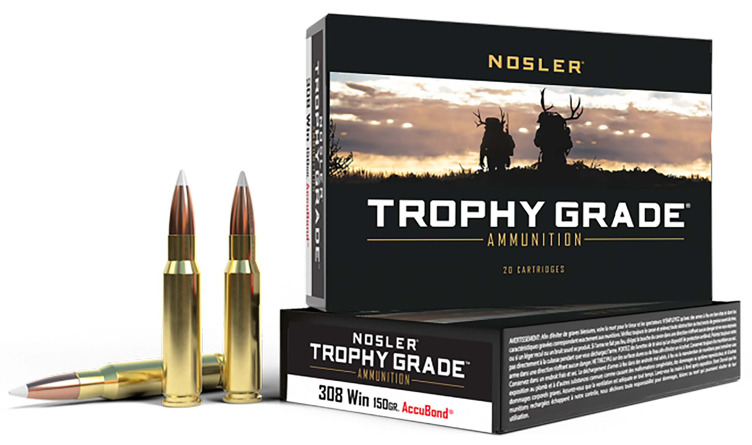 Nosler Trophy Grade Ammunition 308 Winchester 150 Grain AccuBond 20RD