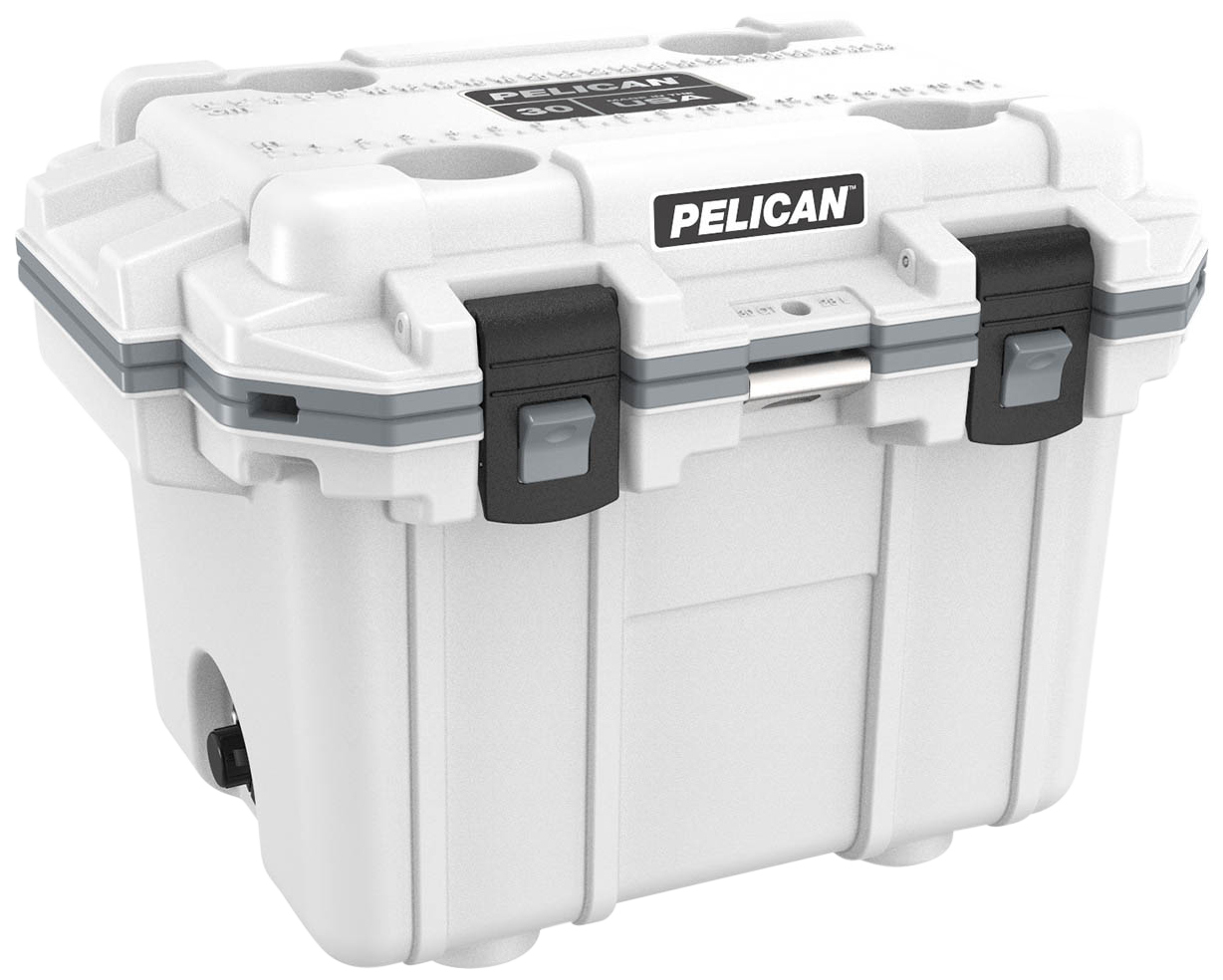 Pelican Elite Cooler, White|Gray, 25.30 in. x 19.00 in. x 18.50 in. 30Q-1-WHTGRY