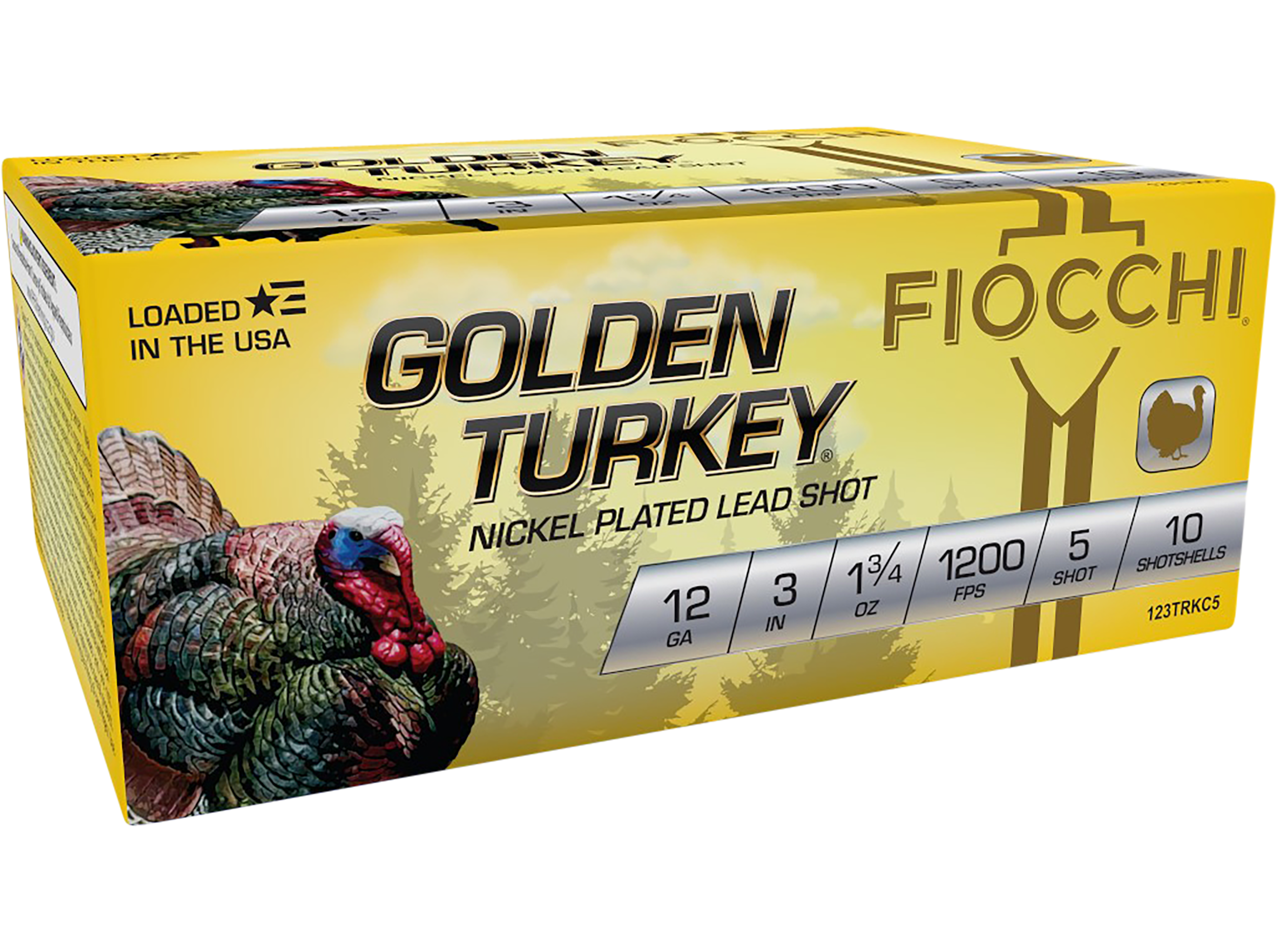 Fiocchi 123TRKC5 Golden Turkey Hunting 12 Gauge 3" 1 3/4 oz 5 Shot 10 Per Box/ 10 Cs
